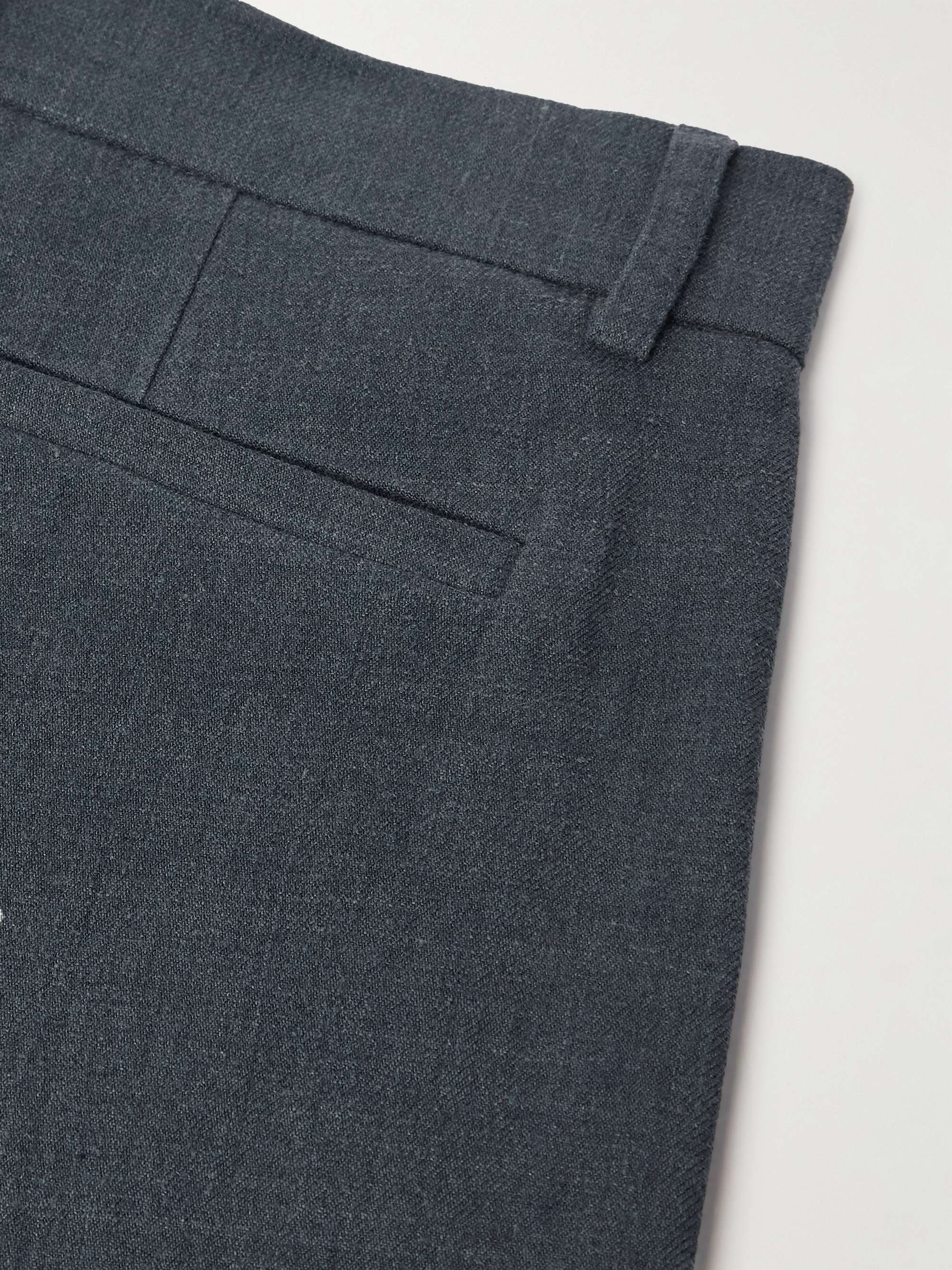 Straight-Leg Pleated Linen and Wool-Blend Suit Trousers view