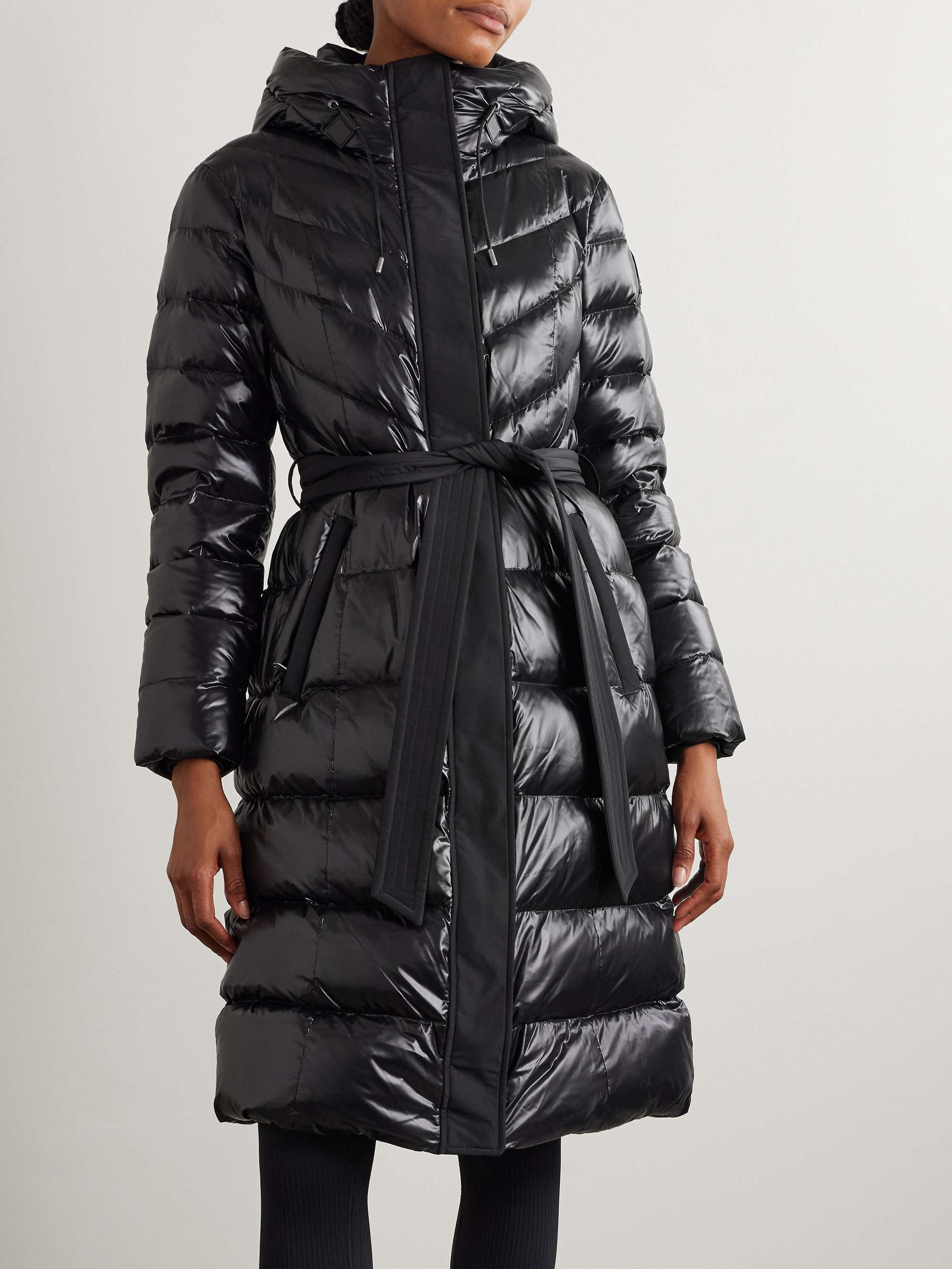 Coralia belted quilted glossed recycled-shell down coat view