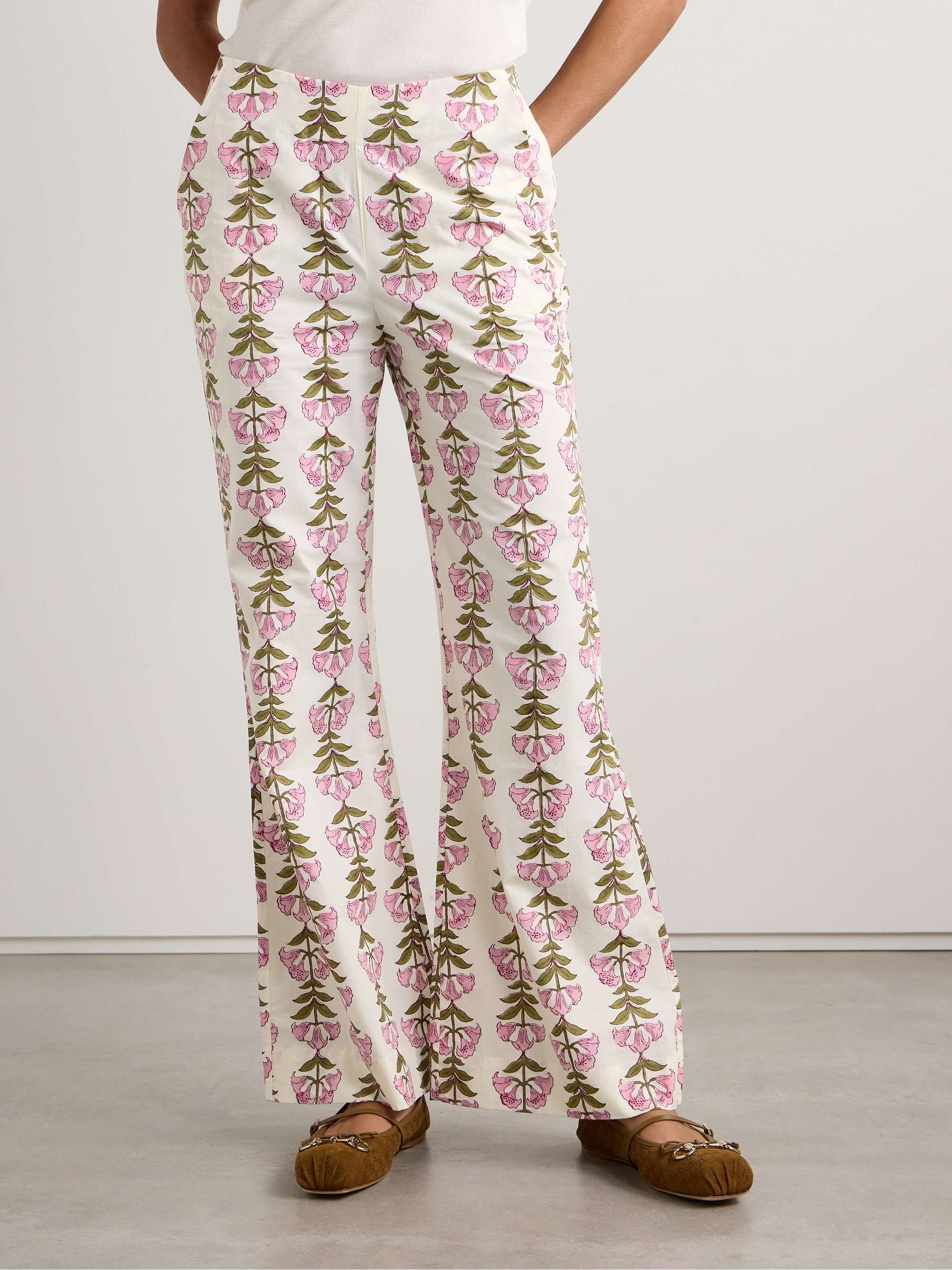 Charlie floral-print cotton flared pants view