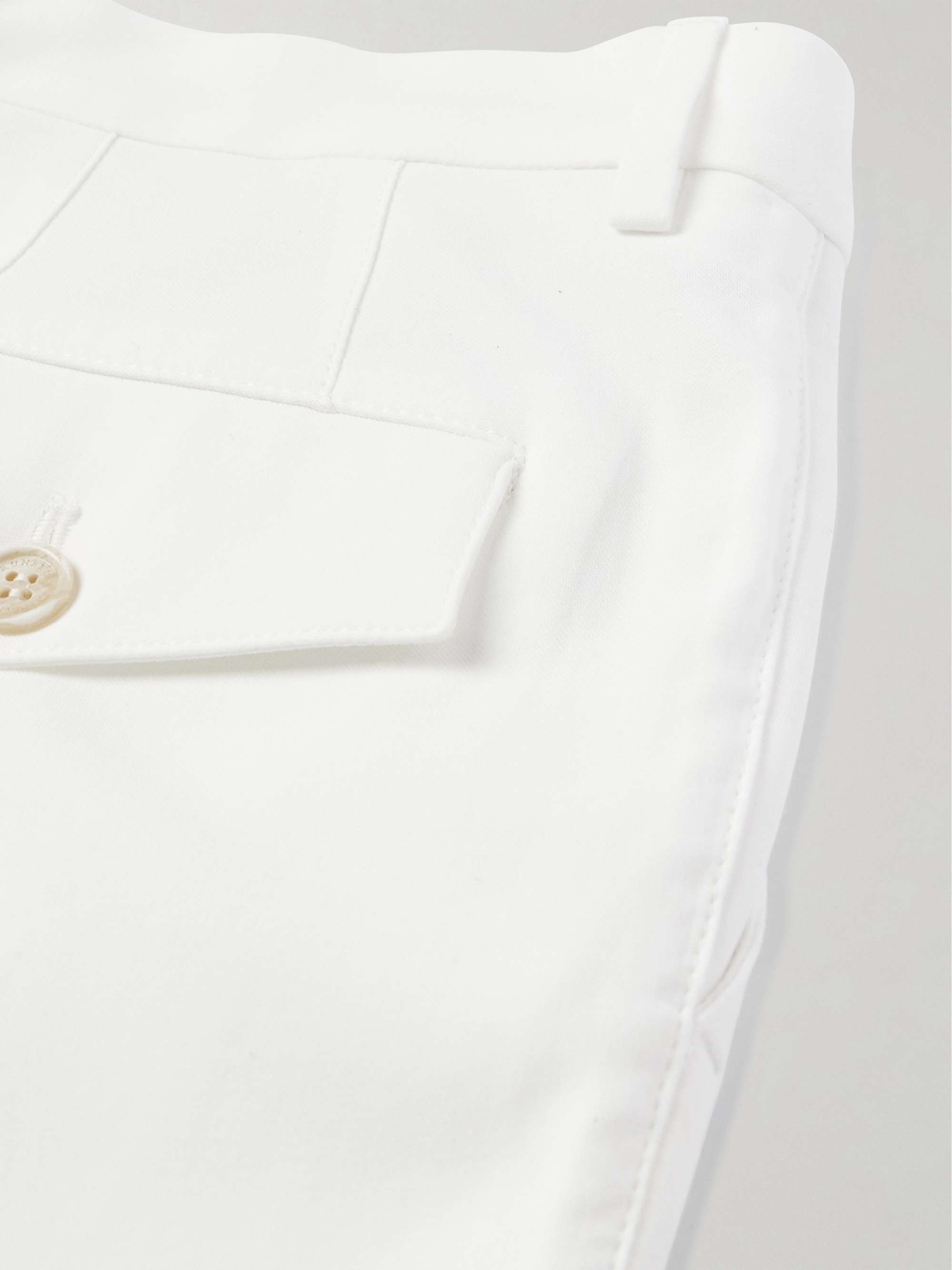 Straight-Leg Pleated Cotton-Crepe Trousers view