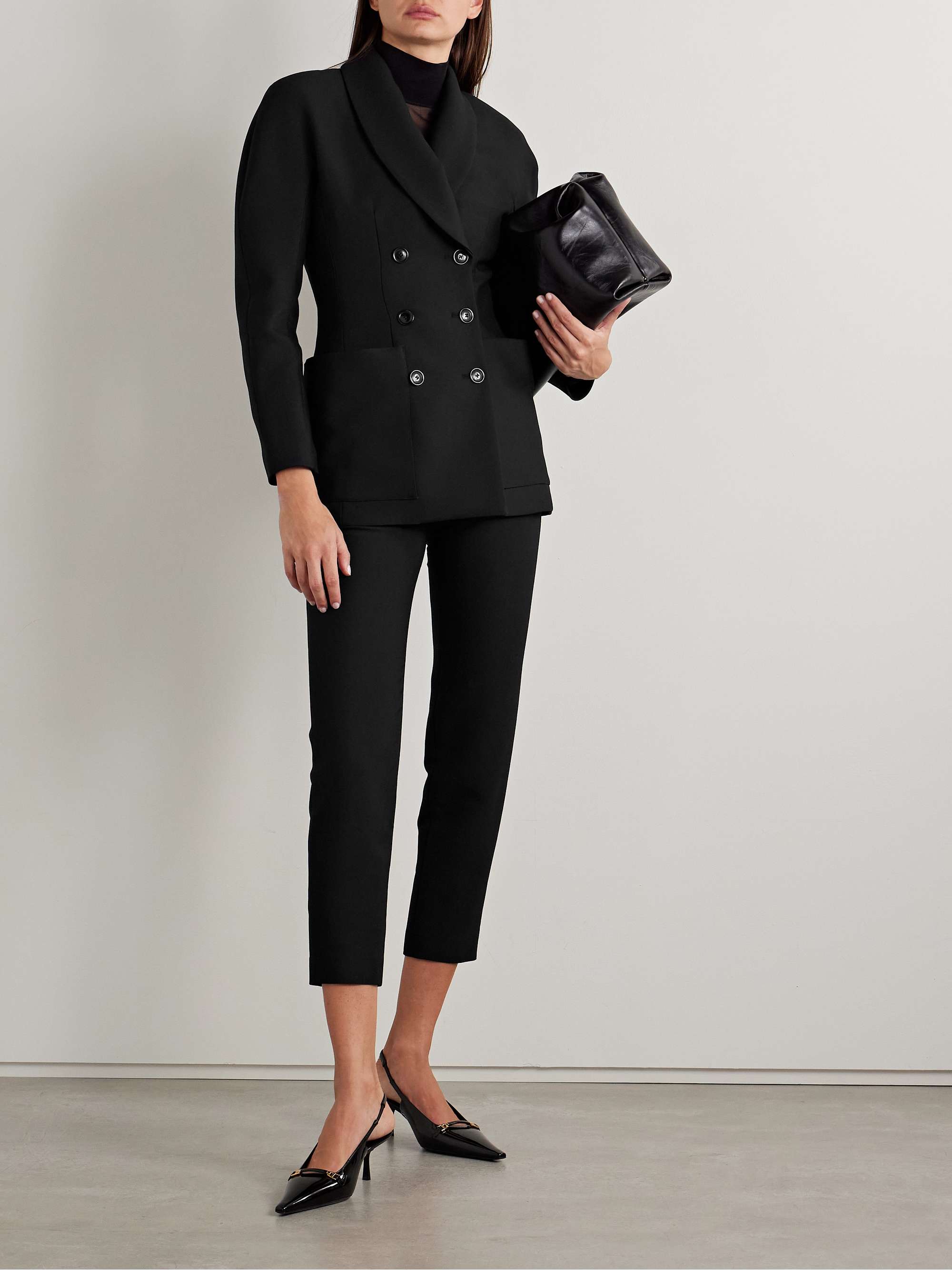 Simone double-breasted wool and silk-blend twill blazer view