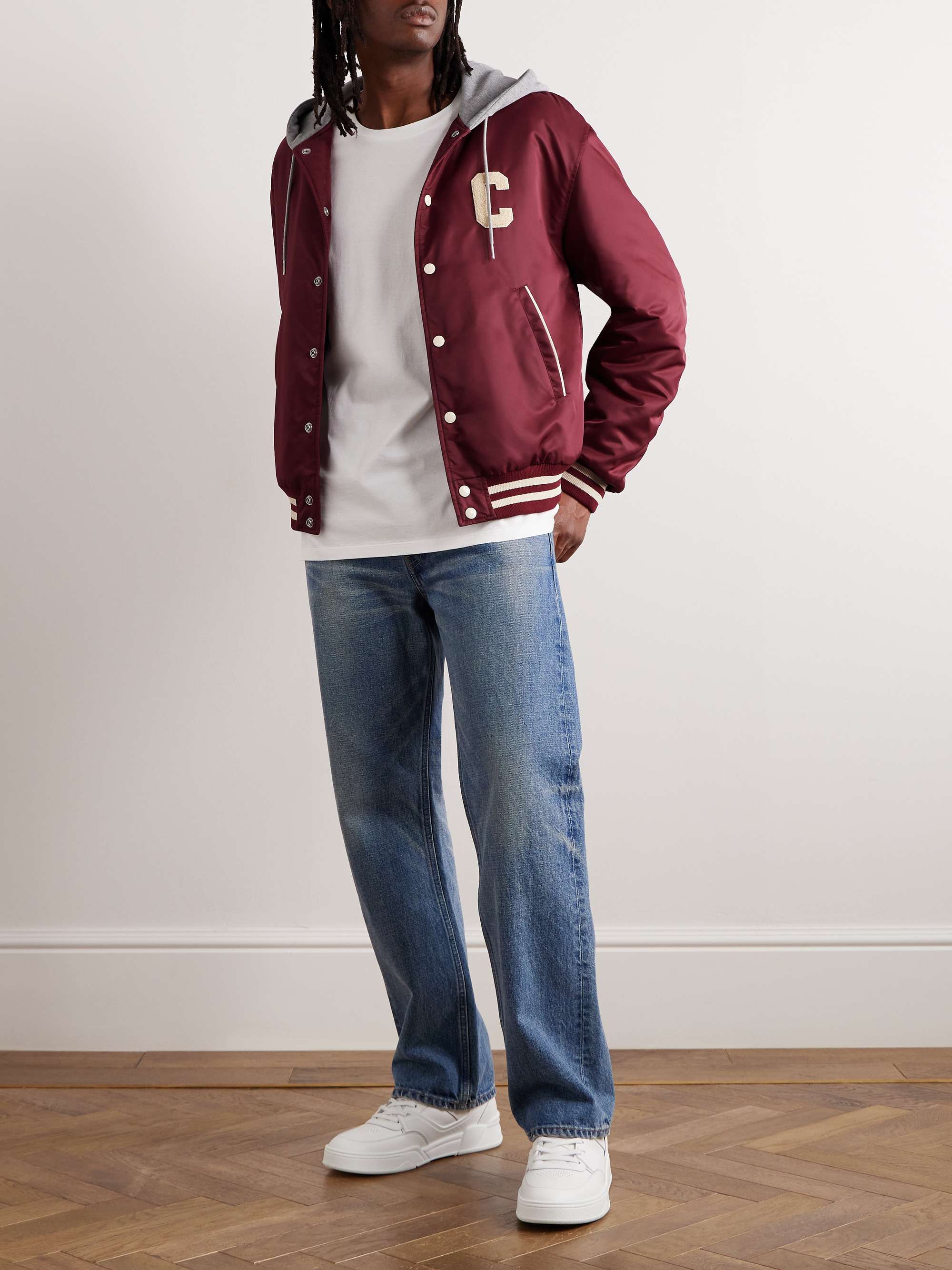 Logo-Appliquéd Padded Shell Hooded Varsity Jacket view