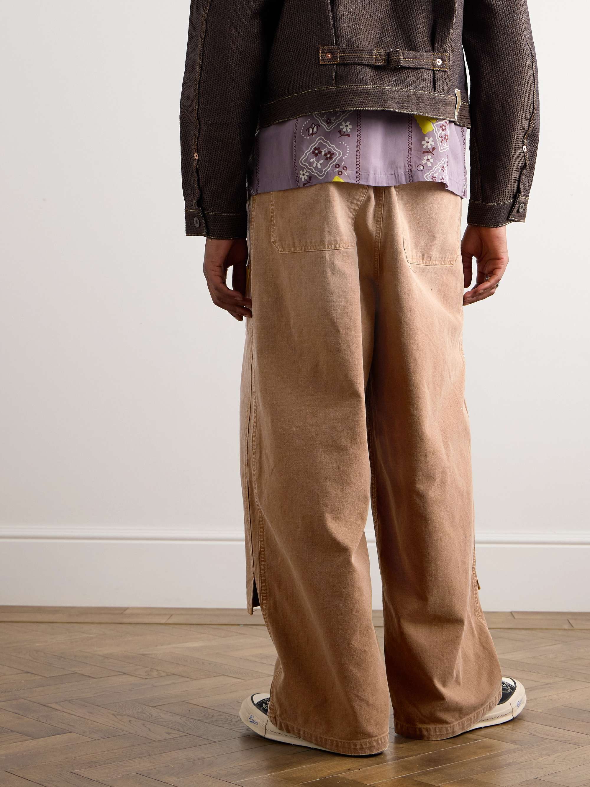 Wide-Leg Appliquéd Distressed Panelled Jeans view