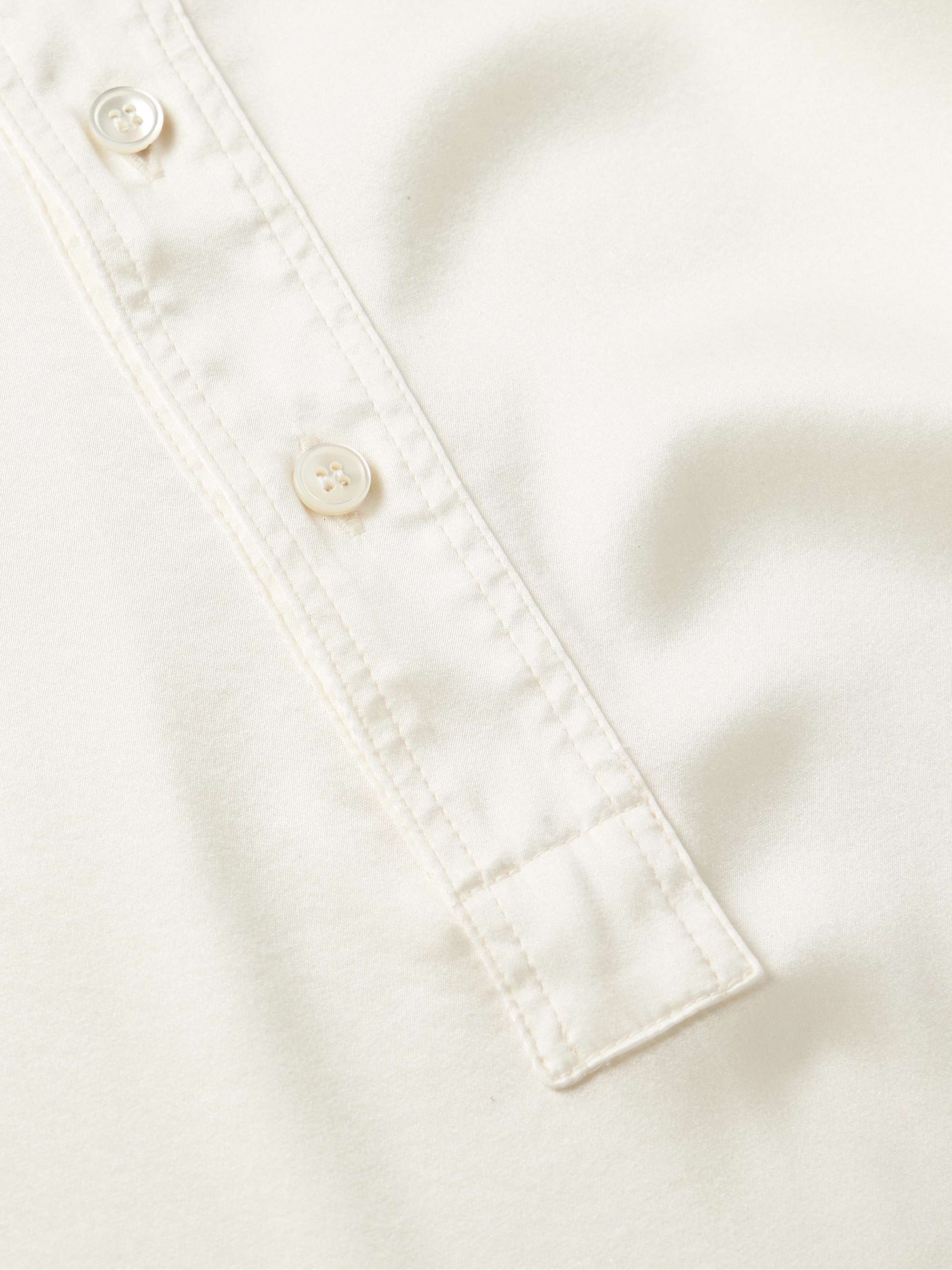 Silk-Blend Satin Henley Pyjama Top view