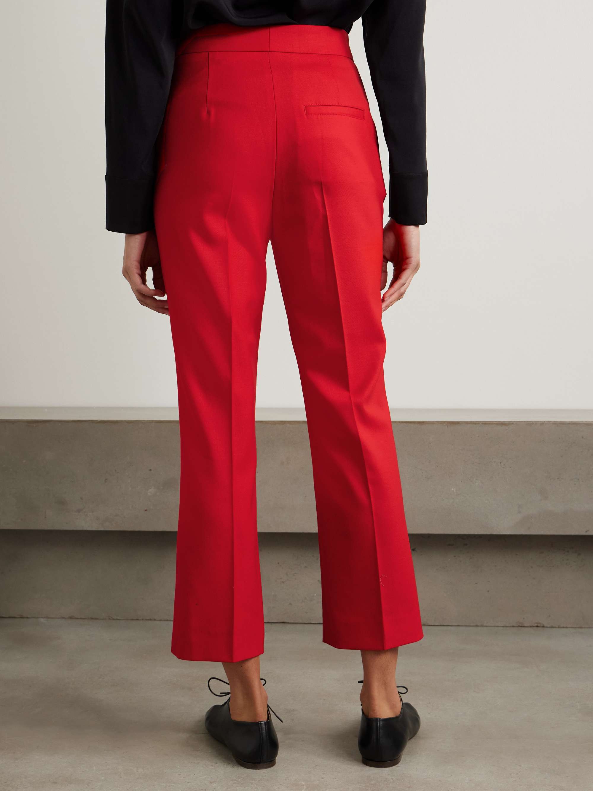 Cropped wool-blend crepe flared pants view