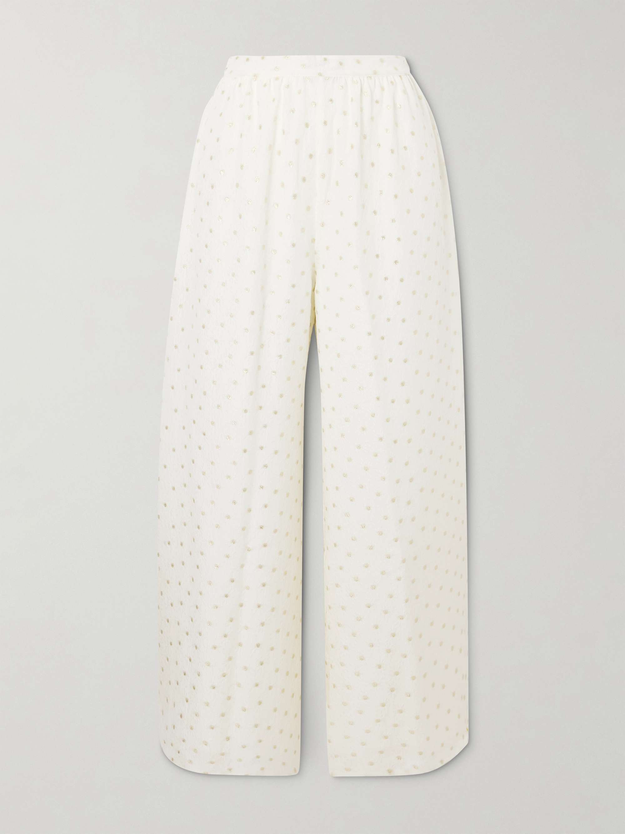 Souhait embroidered metallic silk-blend jacquard wide-leg pants view