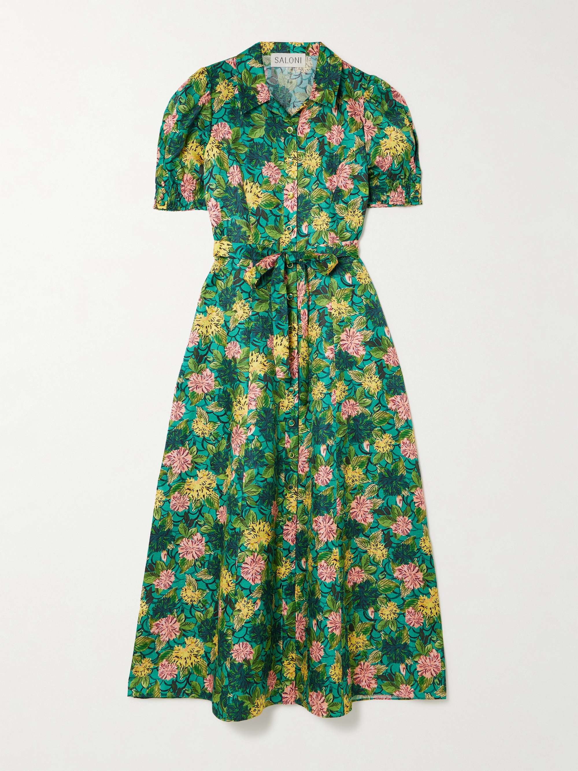 Vanessa D belted printed silk midi shirt dress view