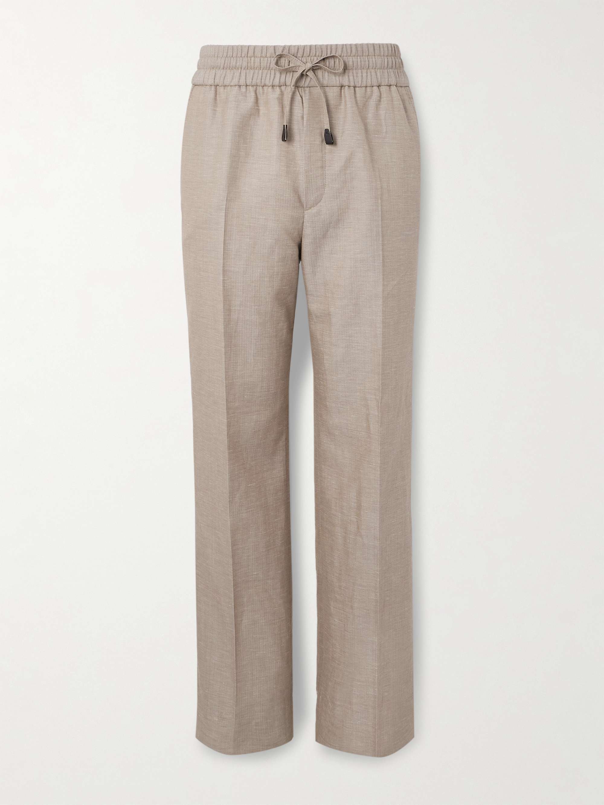 Straight-Leg Wool, Linen and Silk-Blend Suit Trousers view