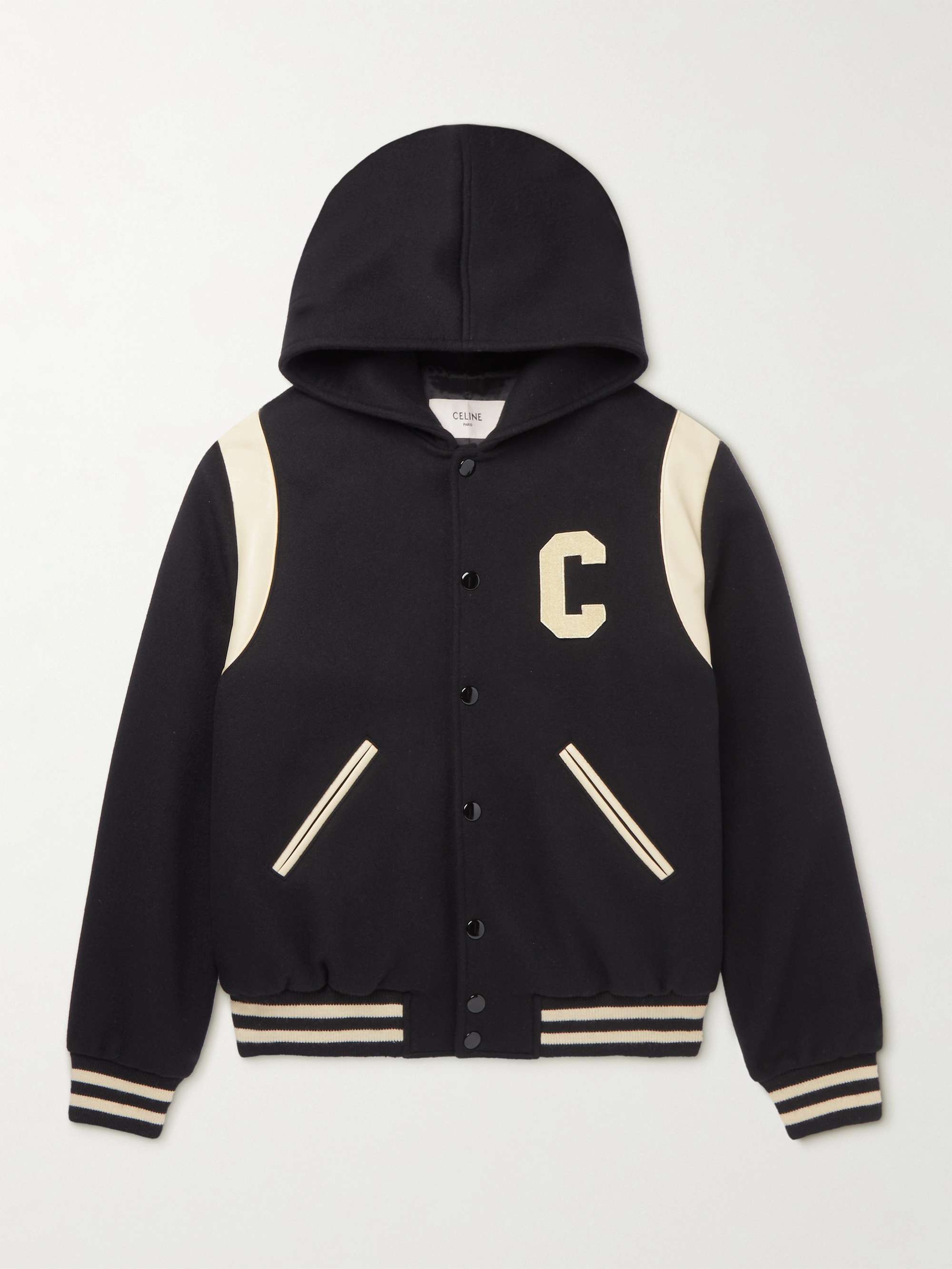 Appliquéd Wool and Cashmere-Blend Hooded Varsity Jacket view