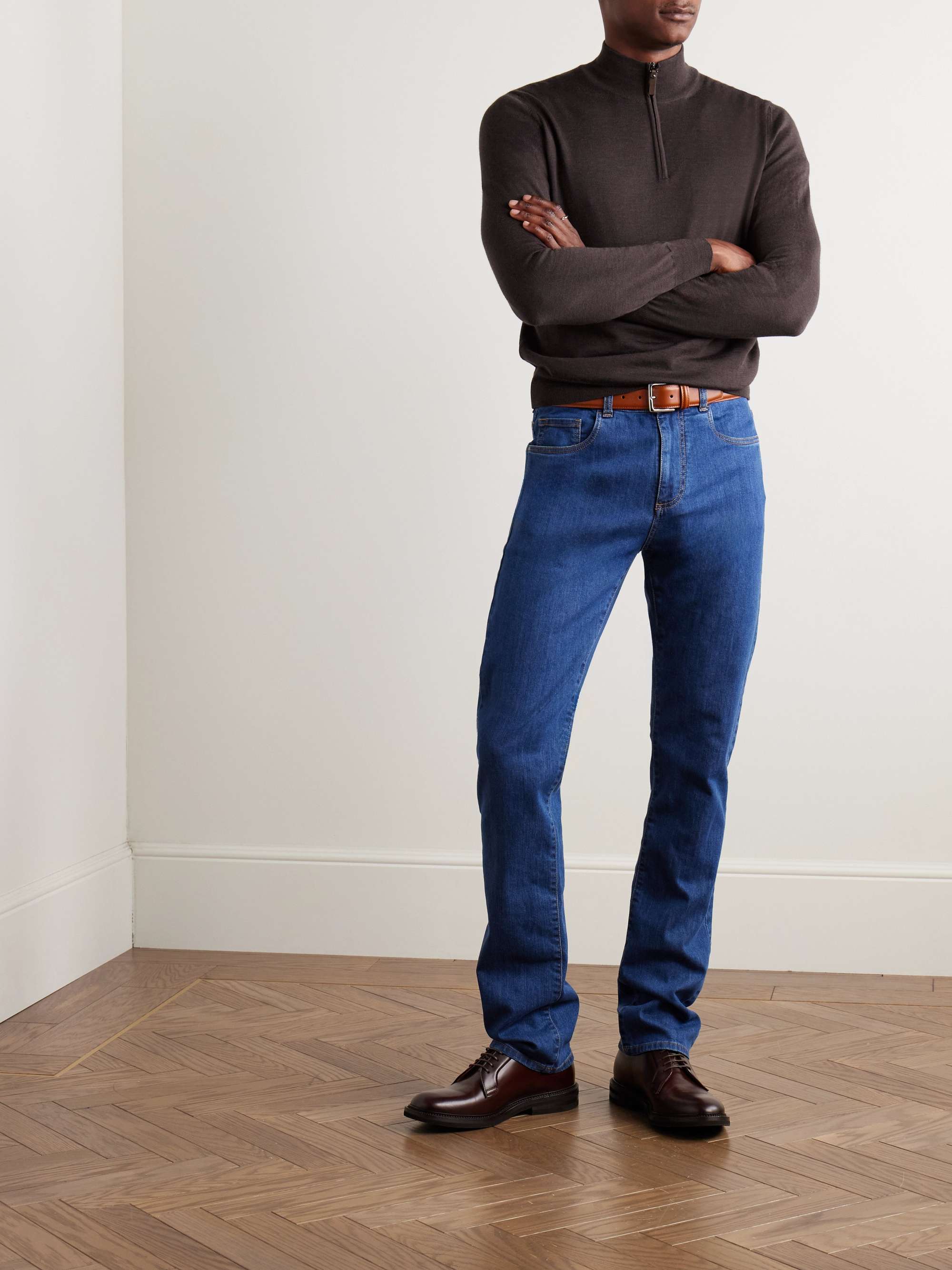 Slim-Fit Merino Wool Half-Zip Sweater view
