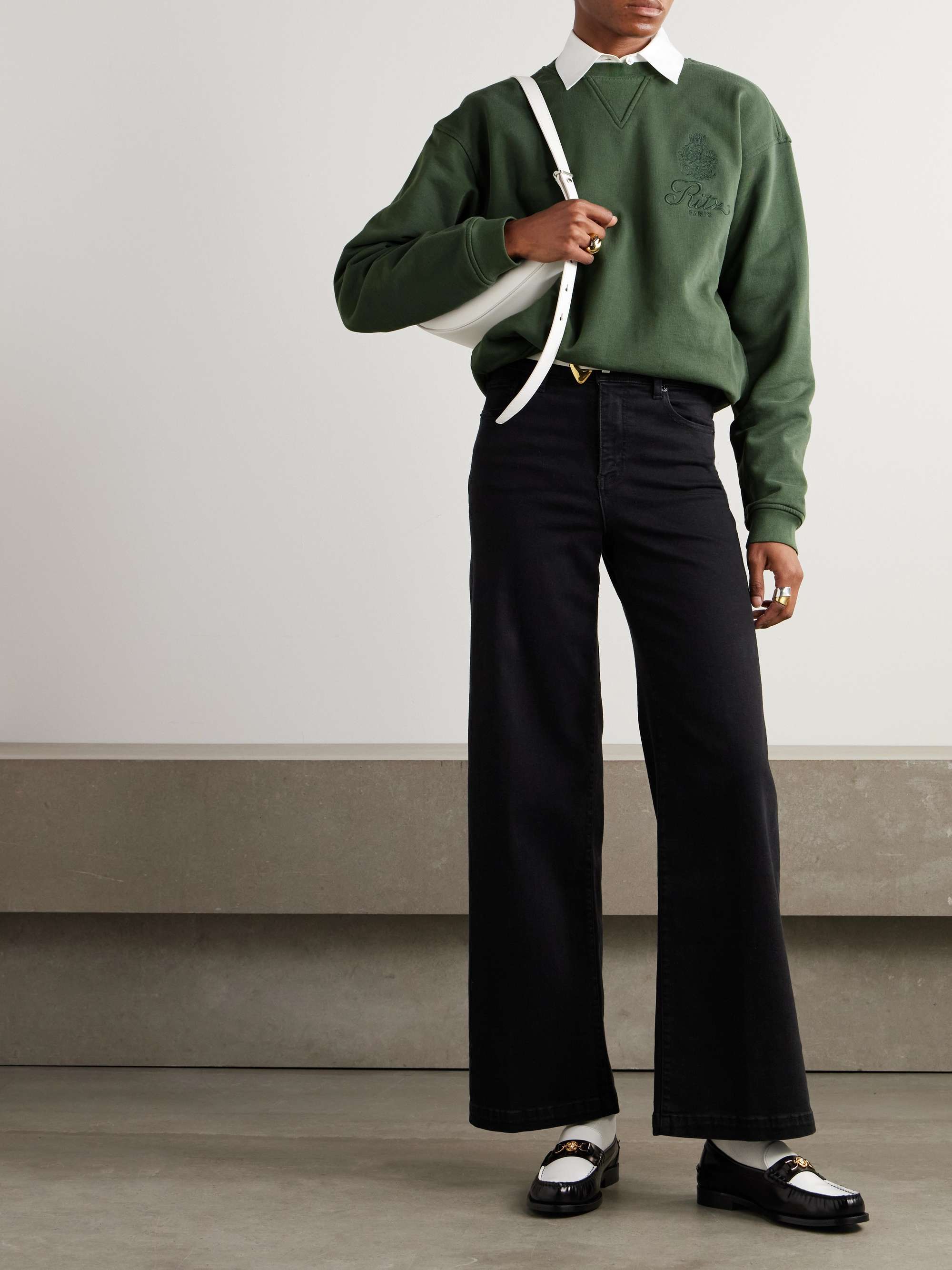 + Ritz Paris embroidered cotton-blend jersey sweatshirt view
