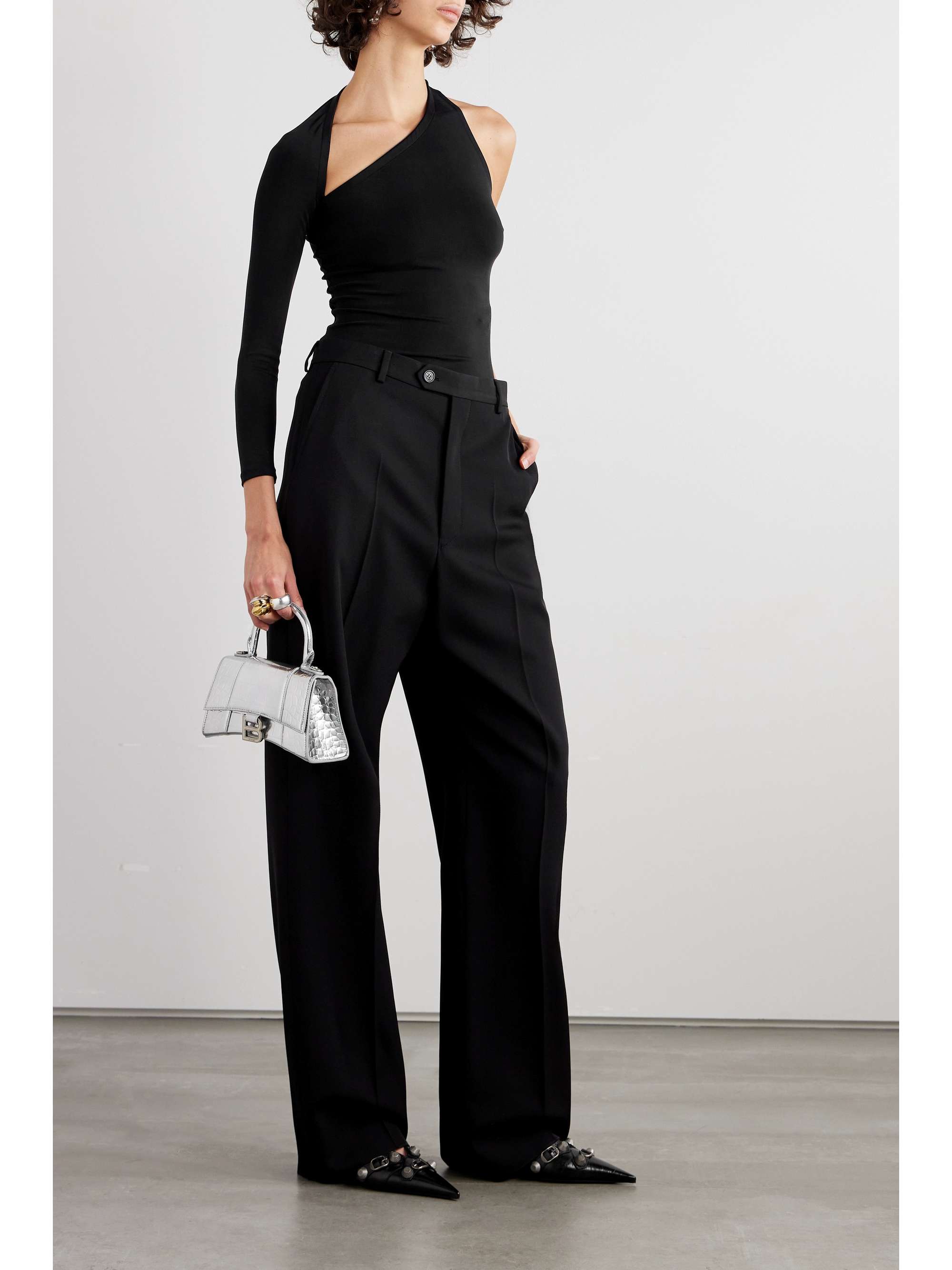 Wool-barathea wide-leg pants view