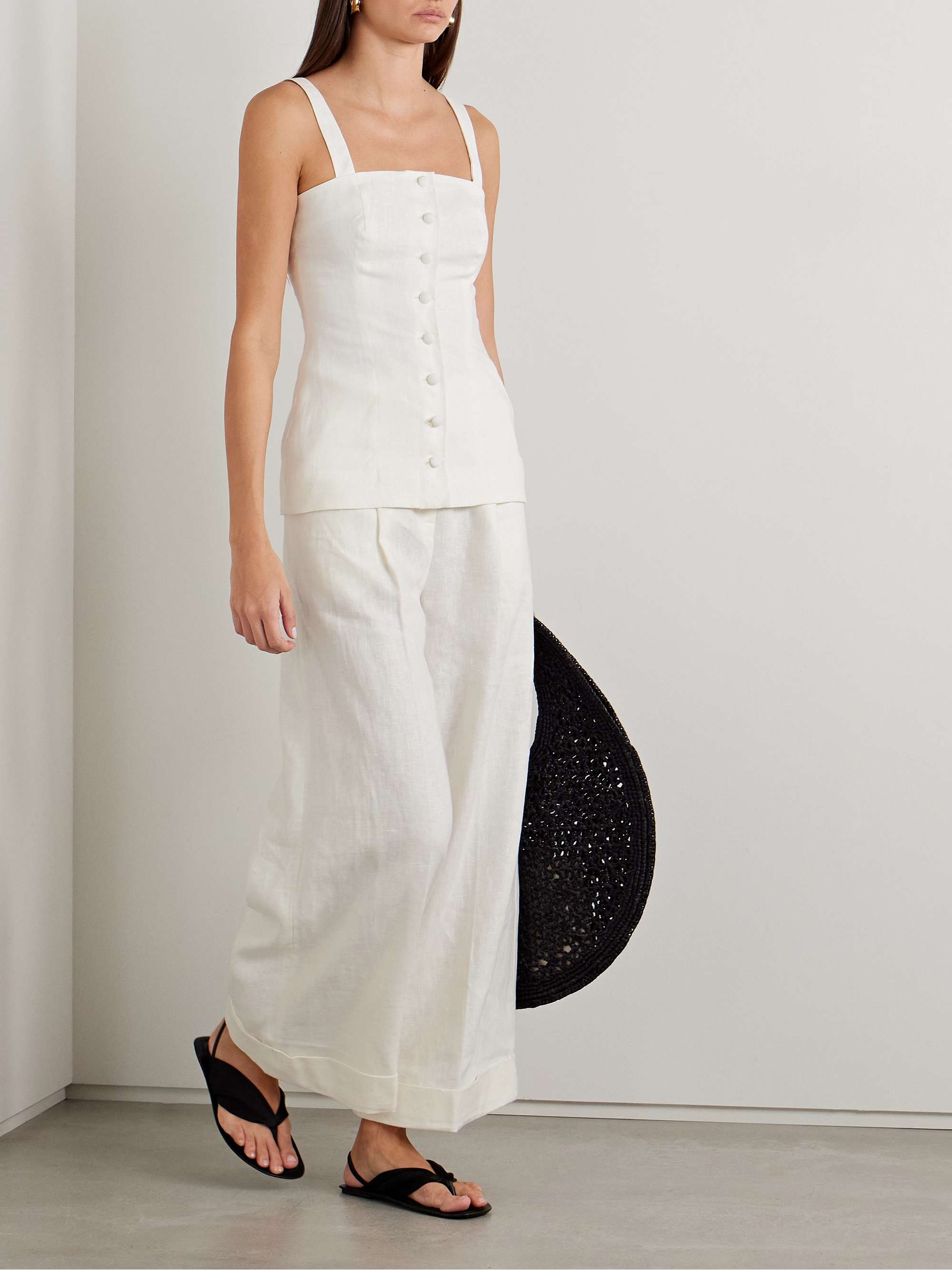 Clove pleated linen wide-leg pants view