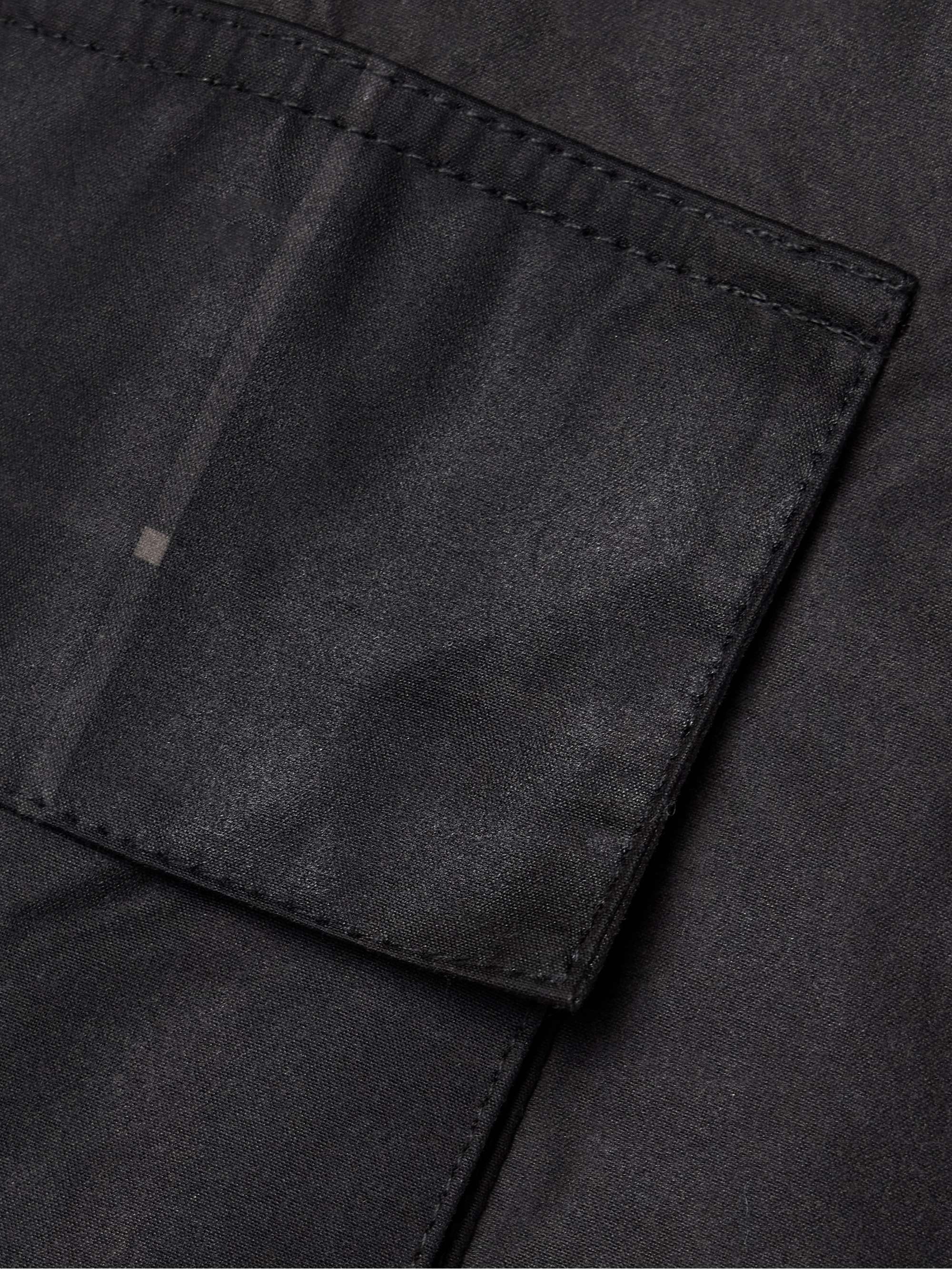 + GANNI corduroy-trimmed paneled checked waxed-organic cotton jacket view