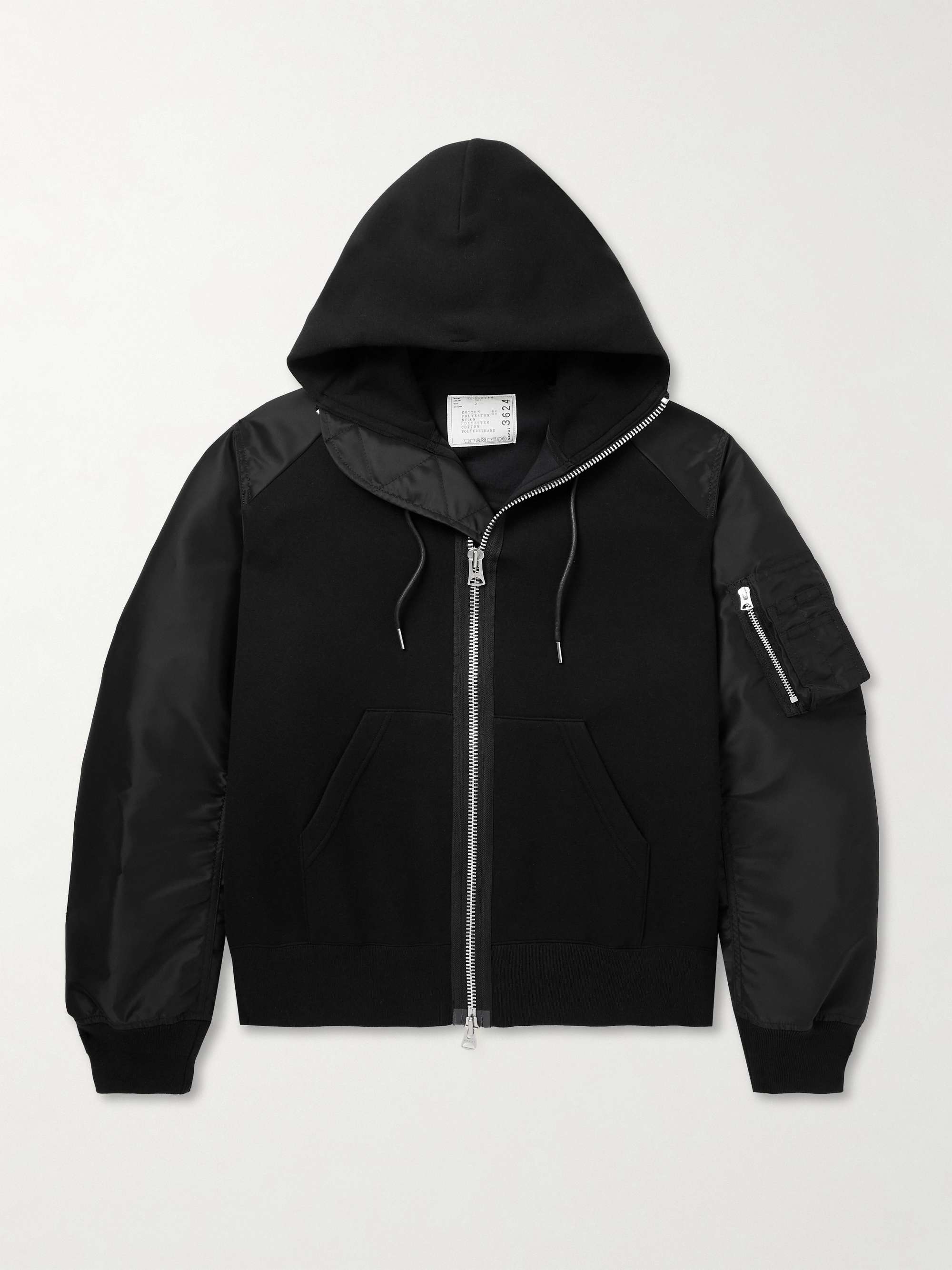 Sponge Padded Cotton-Blend Jersey and Nylon Zip-Up Hoodie view