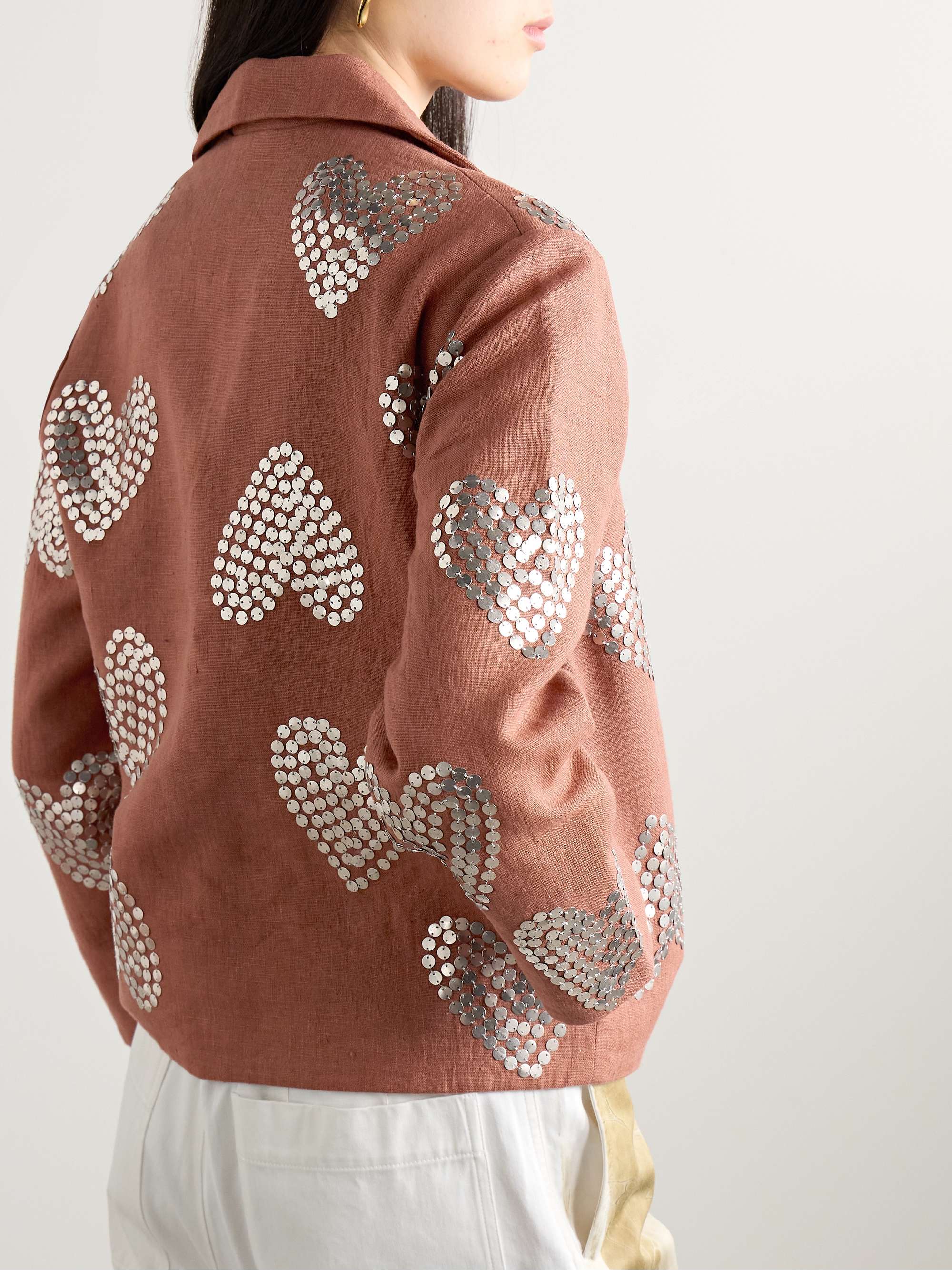Embellished linen jacket view