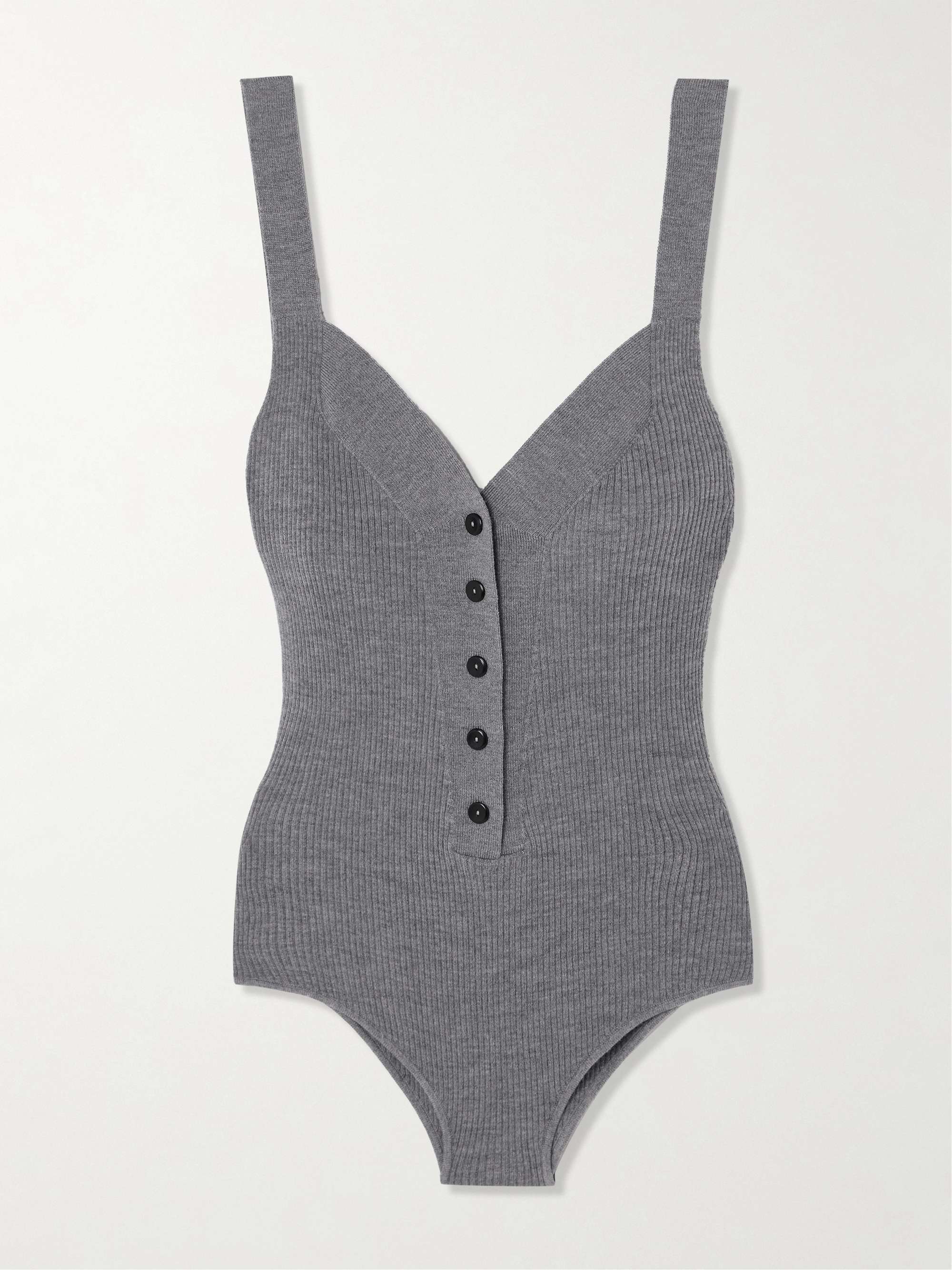 Ribbed merino wool bodysuit view