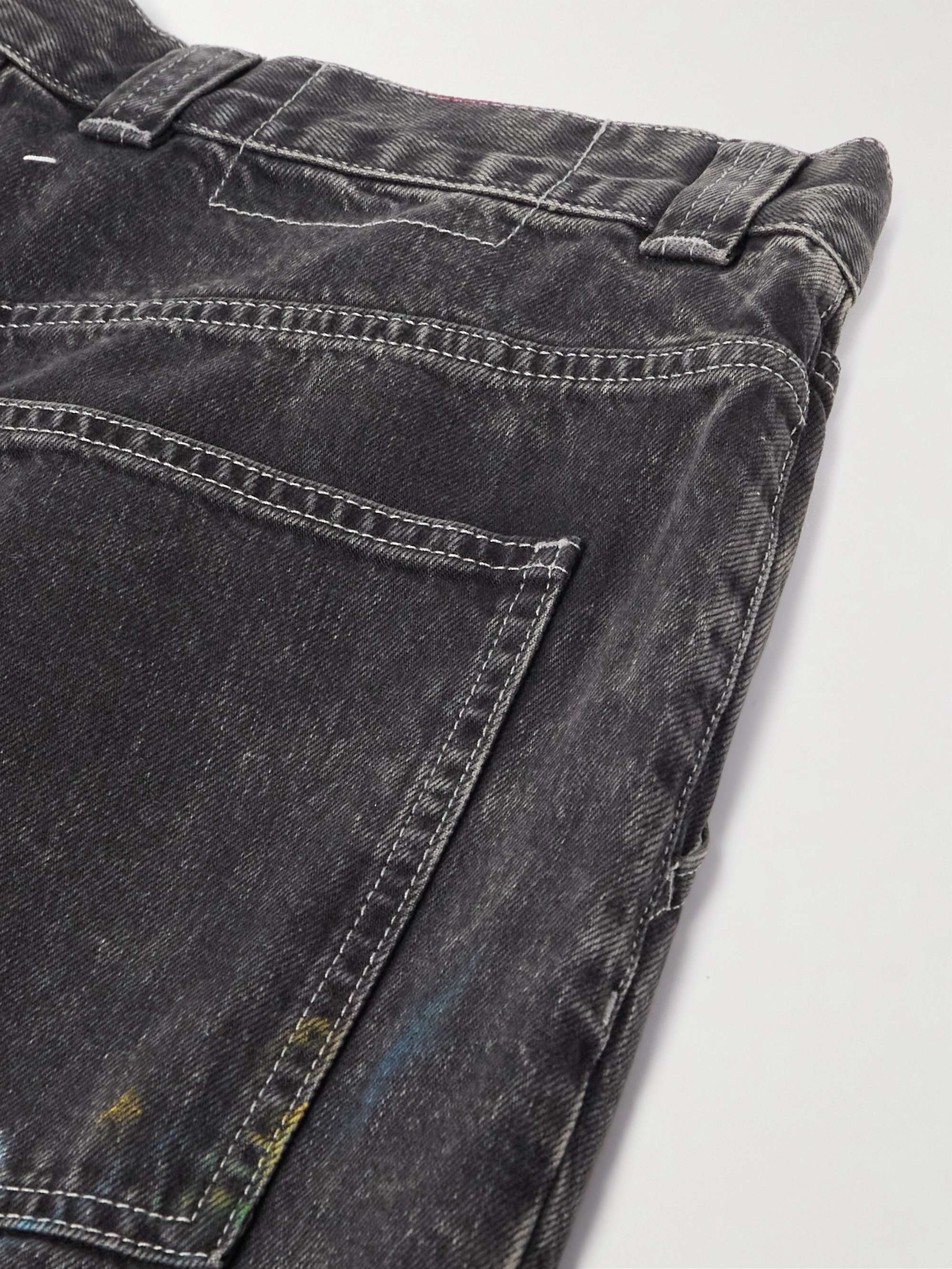 Wide-Leg Paint-Splattered Jeans view