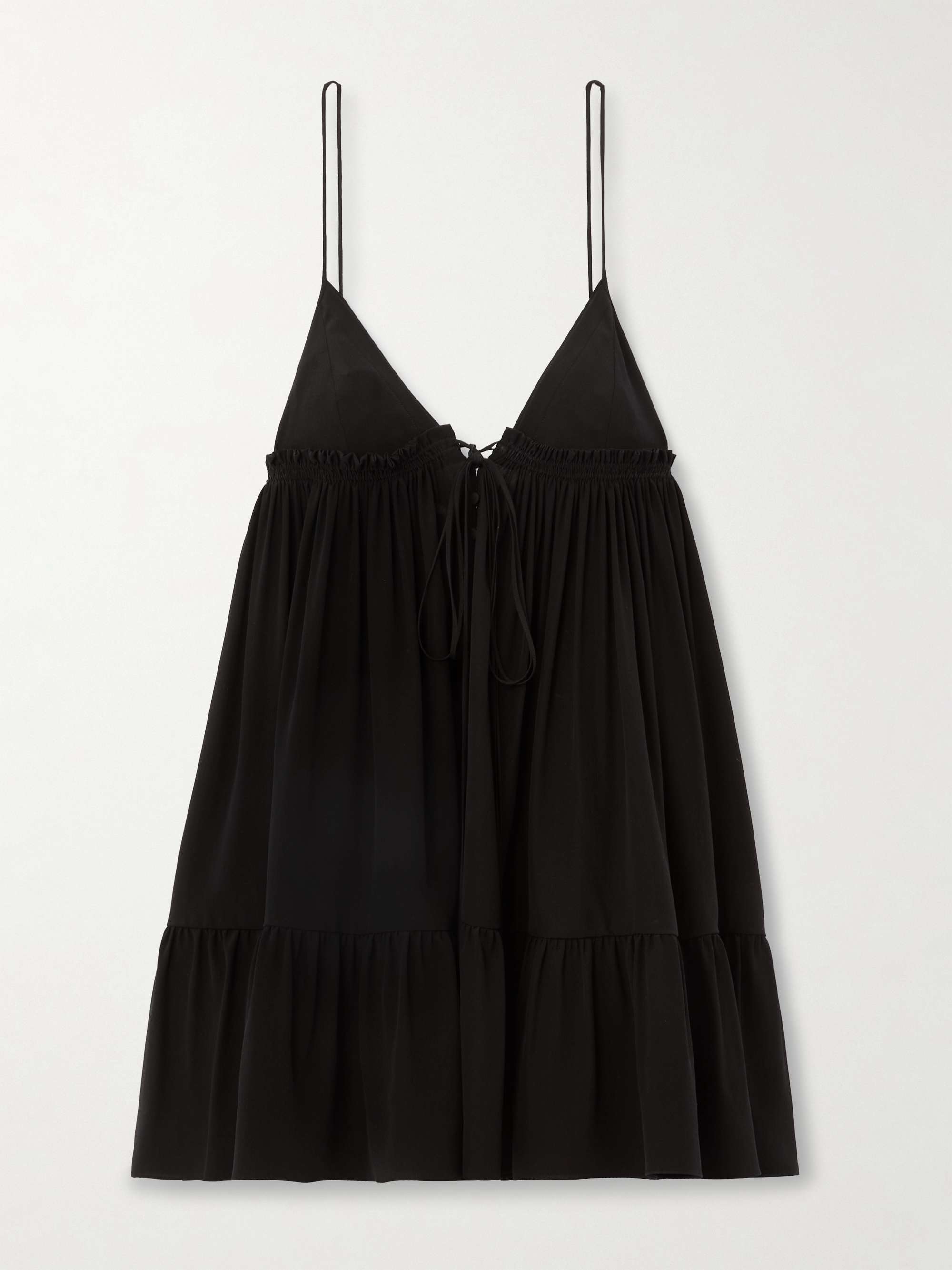 Tiered ruffled silk-crepe mini dress view