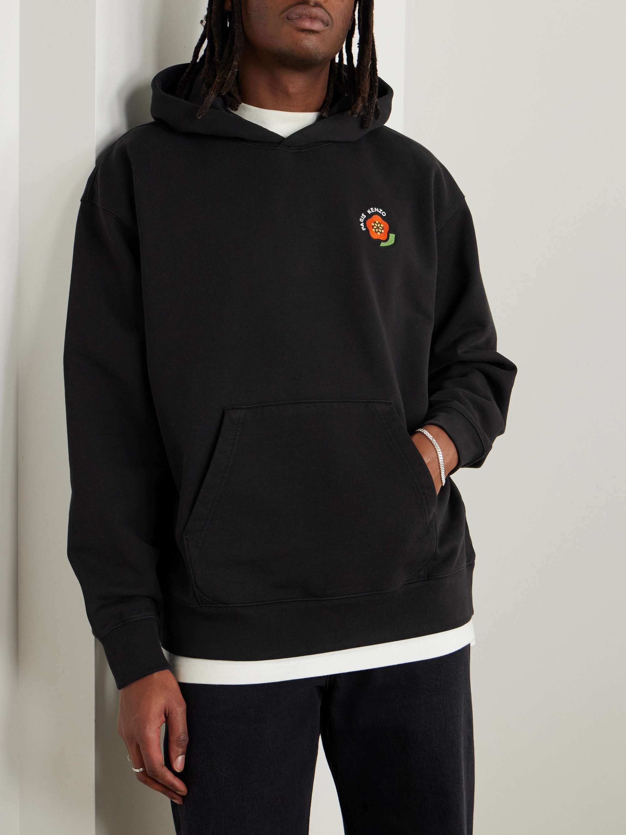 Pop Oversized Logo-Embroidered Cotton-Jersey Hoodie view