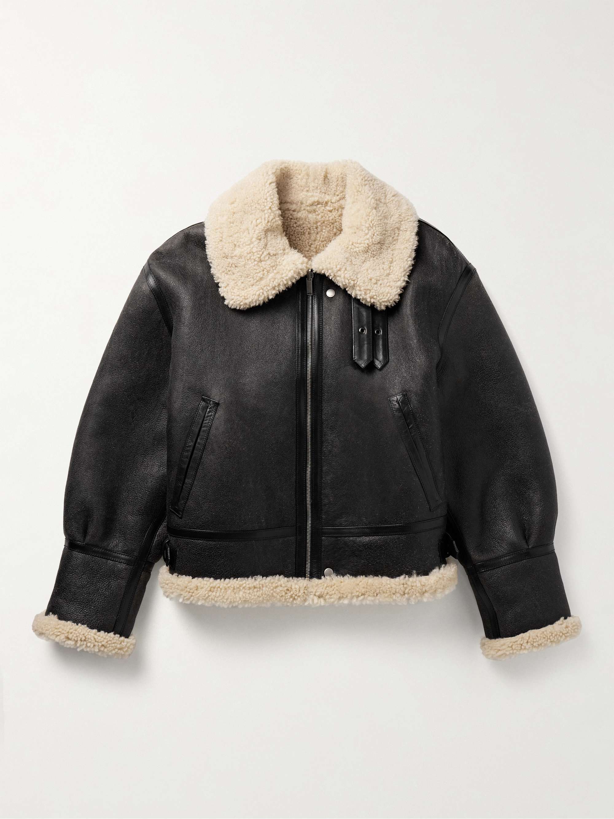Reversible Leather-Trimmed Shearling Flight Jacket view