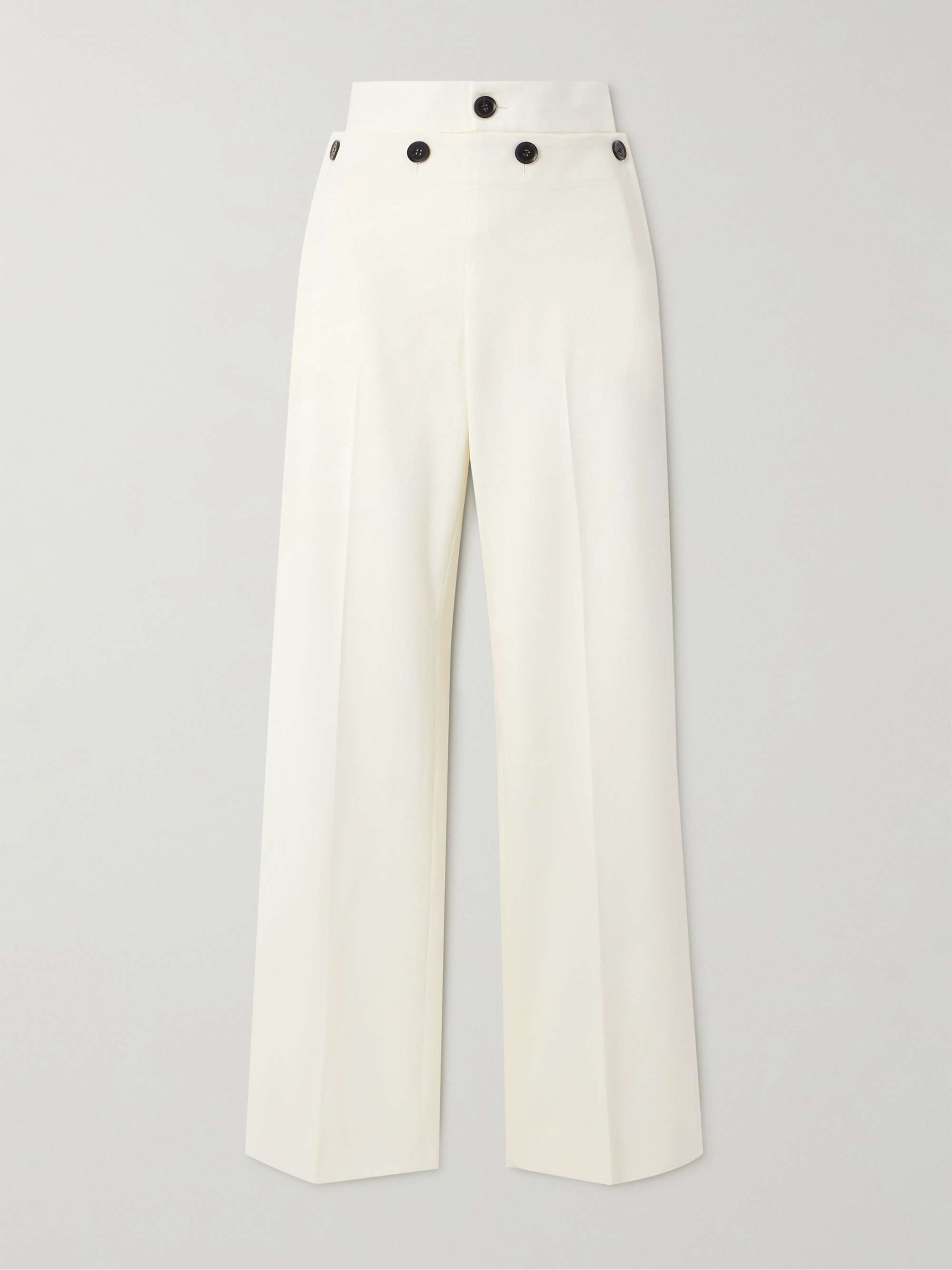 Oliver button-embellished wool-blend gabardine wide-leg pants view