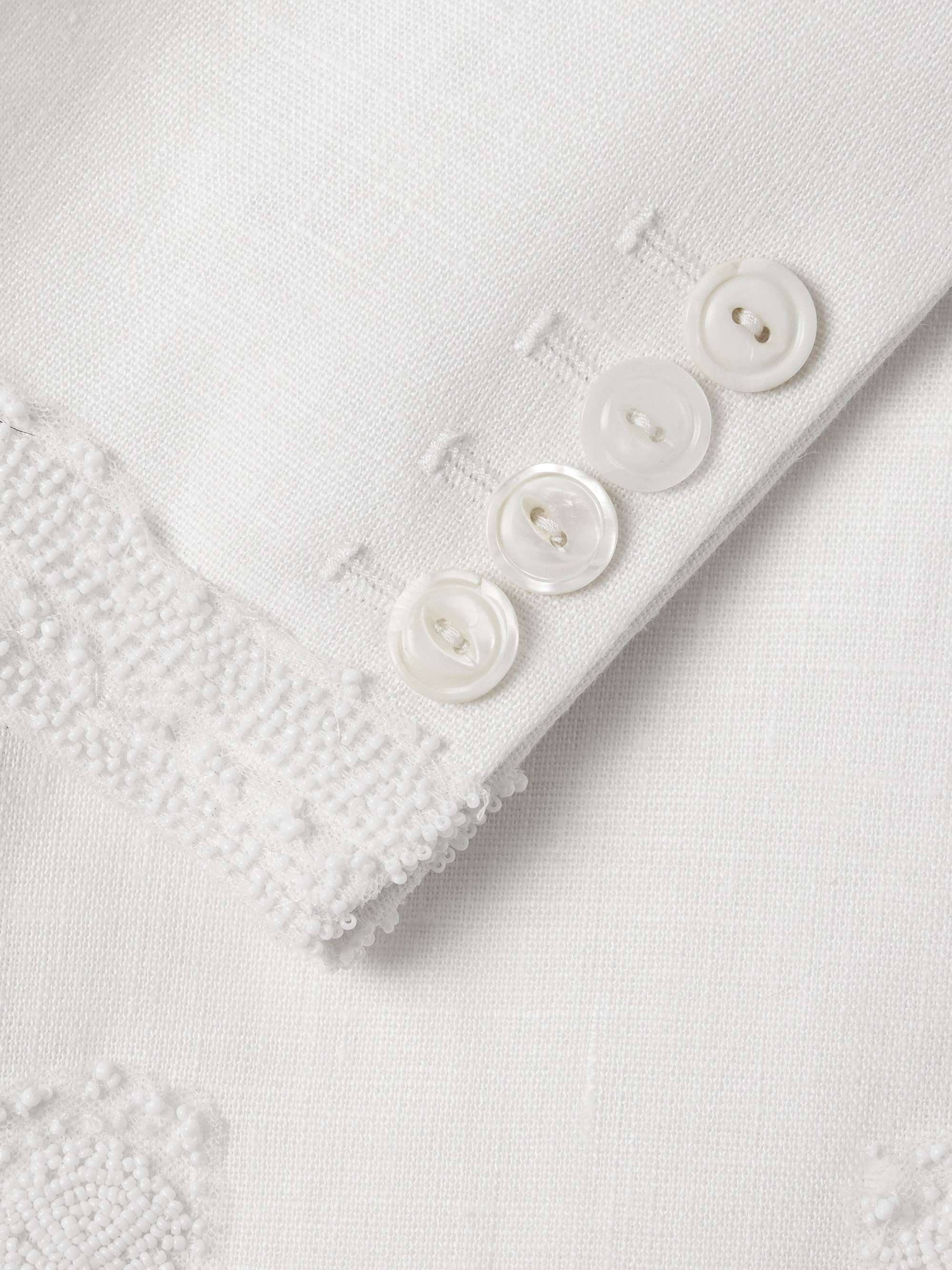Marsh Double-Breasted Embellished Tulle-Trimmed Linen Suit Jacket view