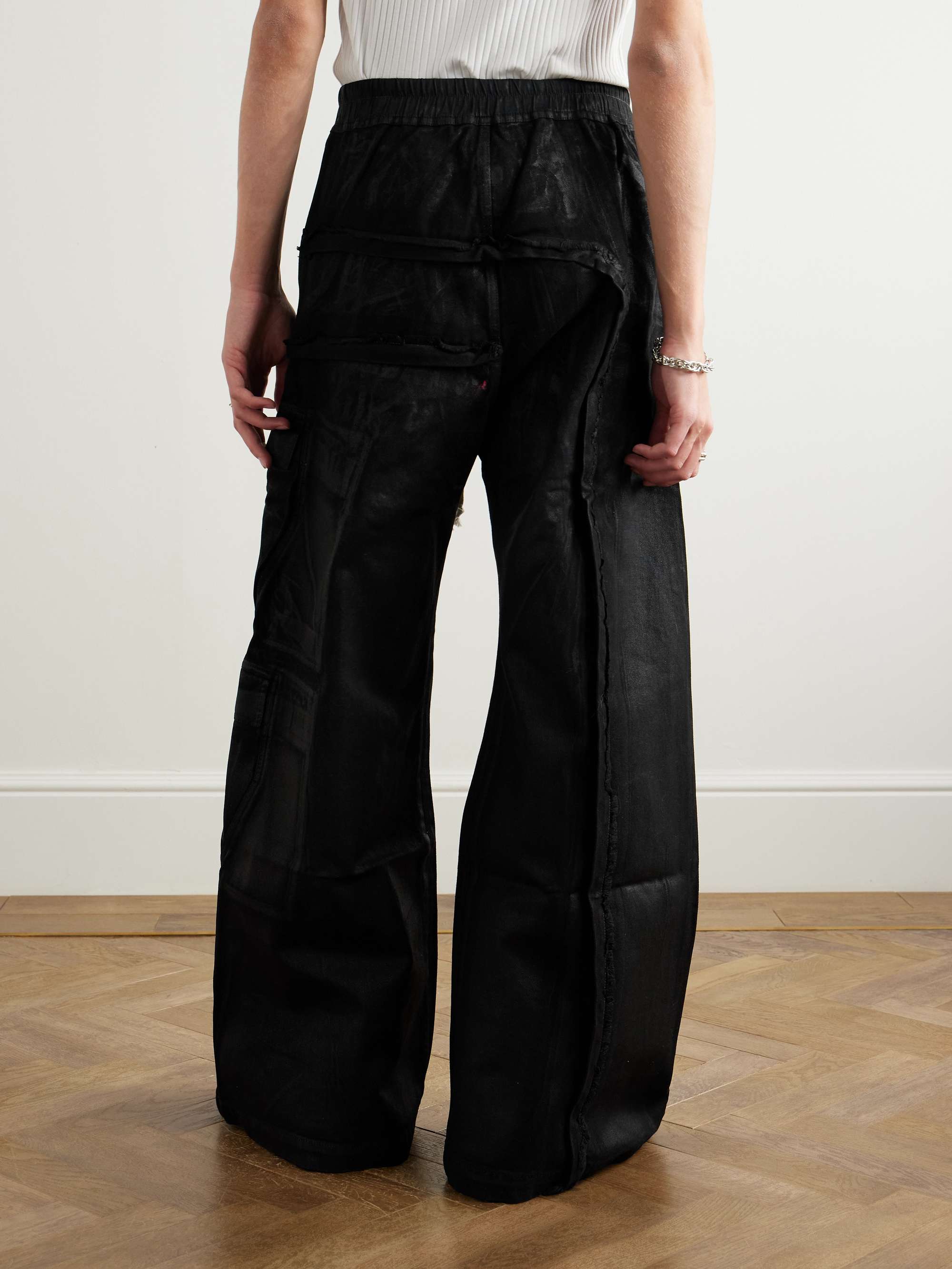Jumbo Belas Wide-Leg Foil Denim Drawstring Cargo Trousers view
