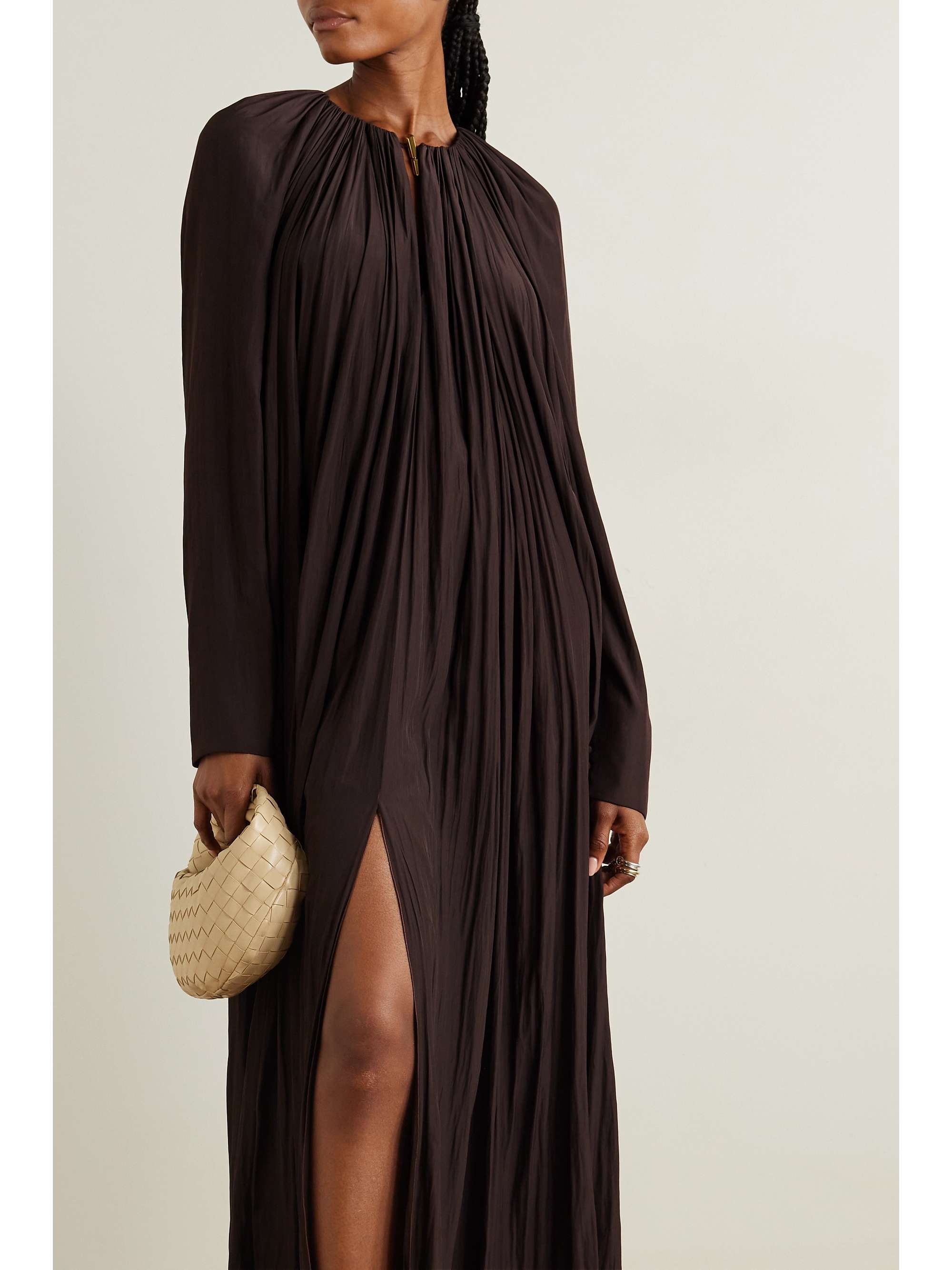 Gathered charmeuse maxi dress view