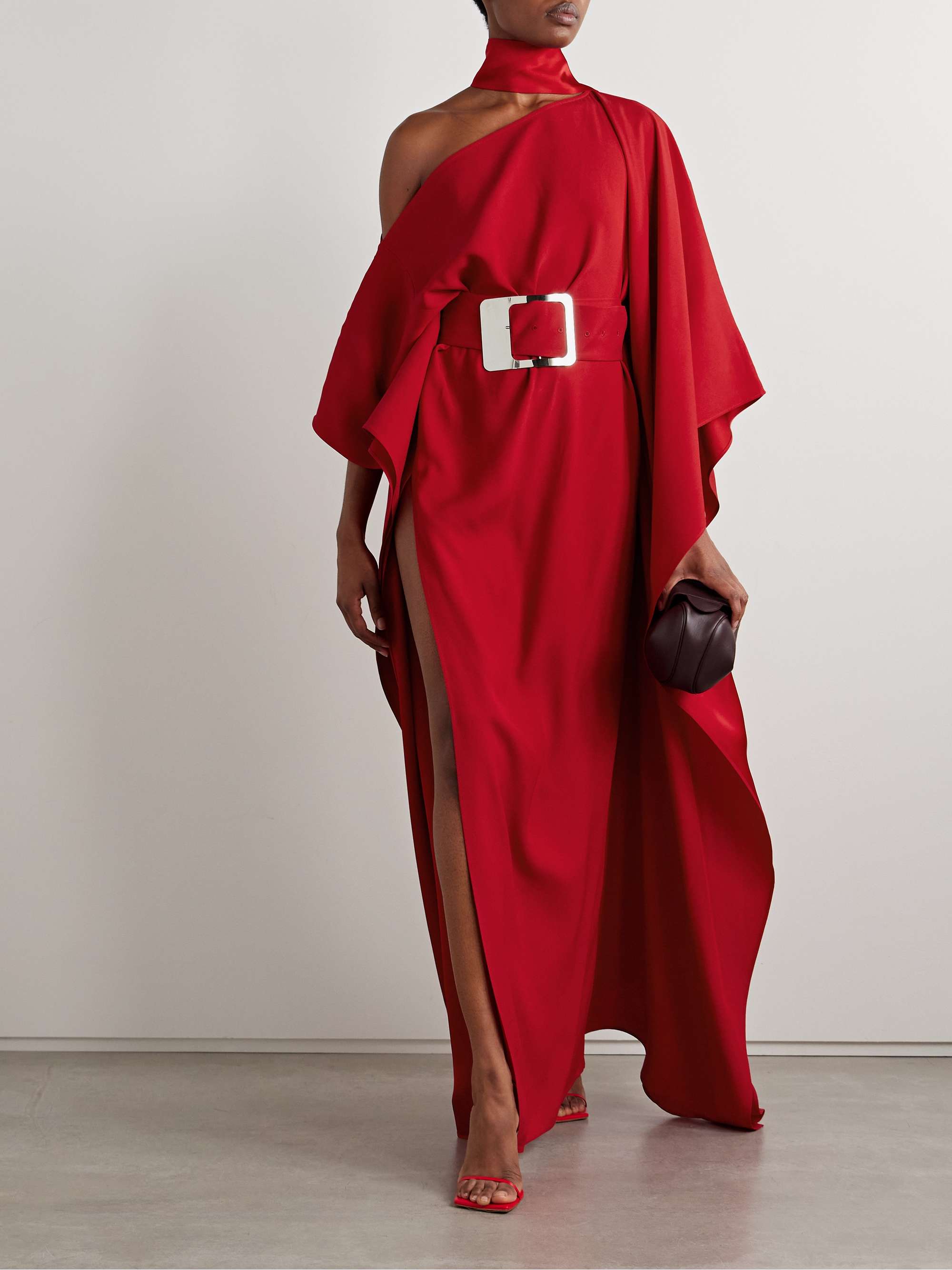 Taylor belted one-shoulder cady kaftan view