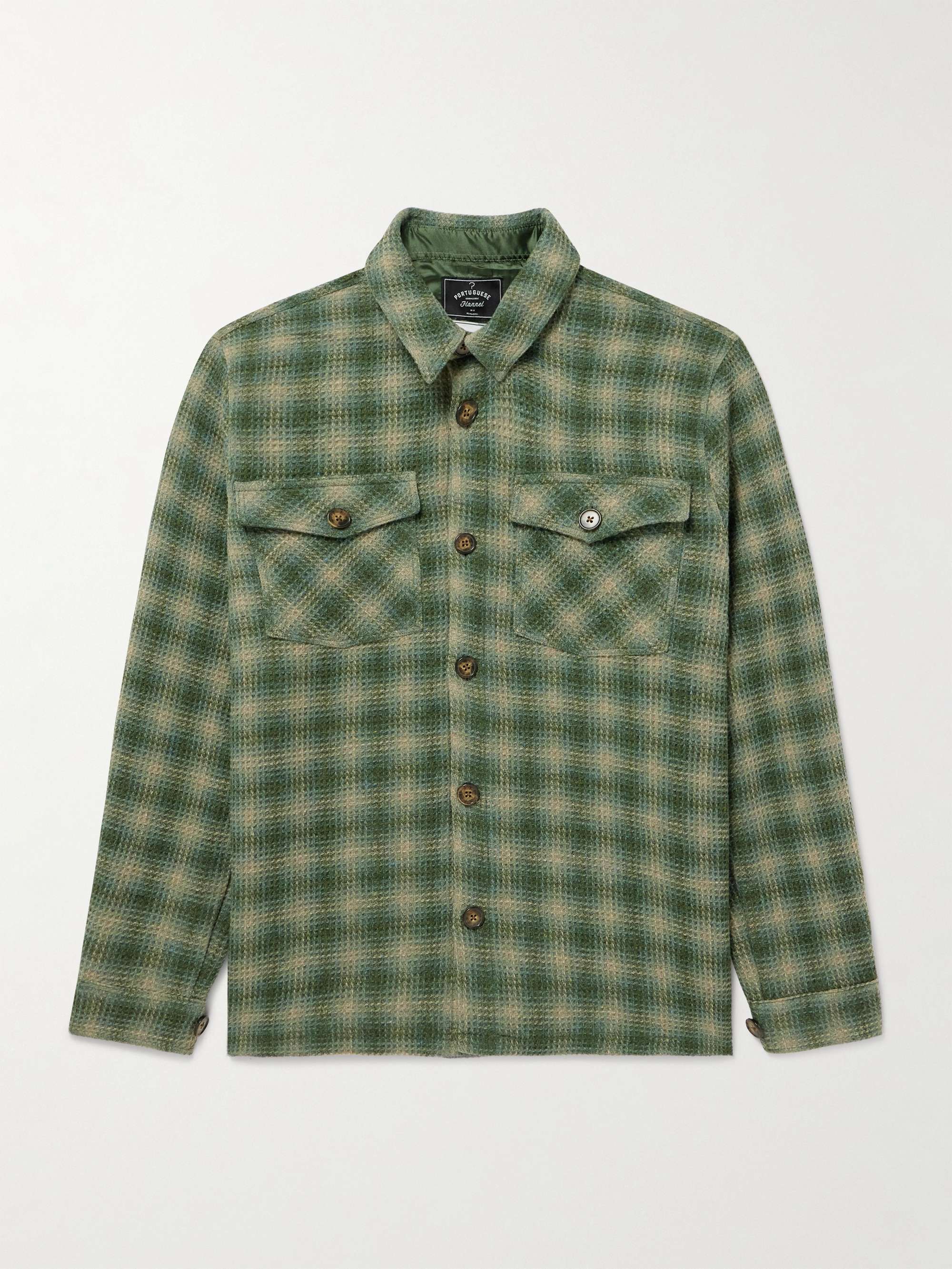 Waffle-Knit Checked Wool Overshirt view