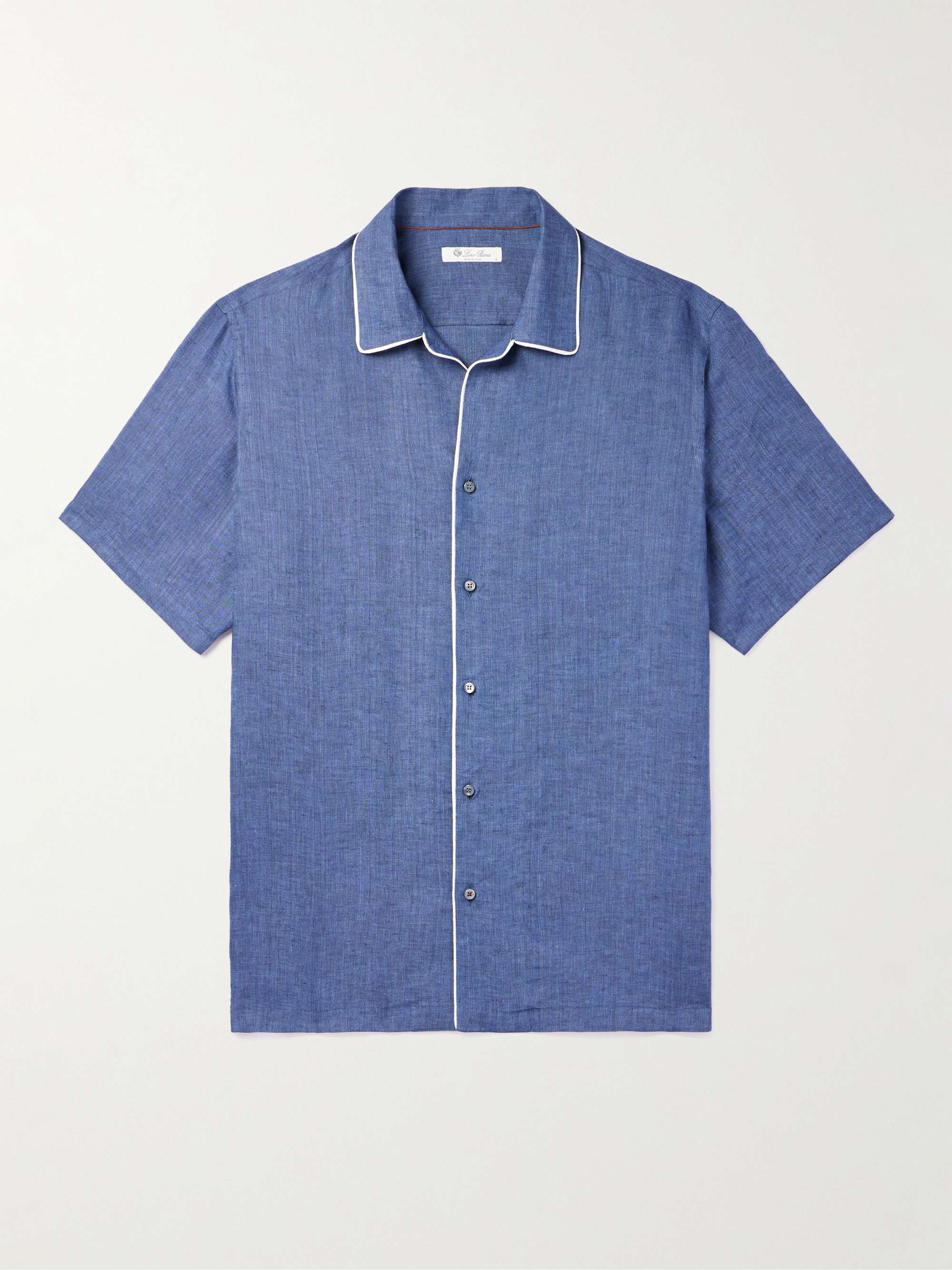 Camp-Collar Slub Linen Shirt view