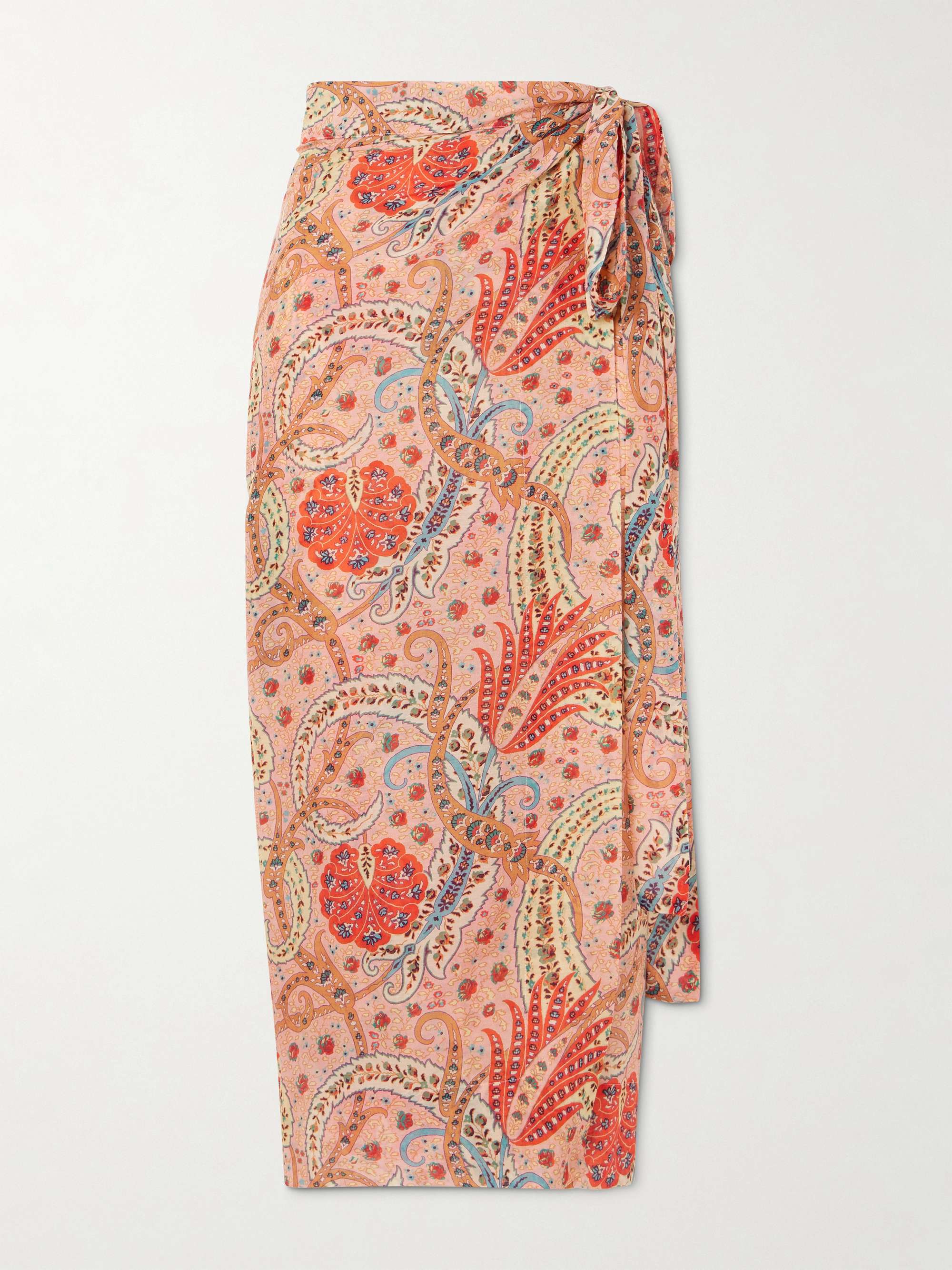 Paisley-print cotton and silk-blend voile pareo view