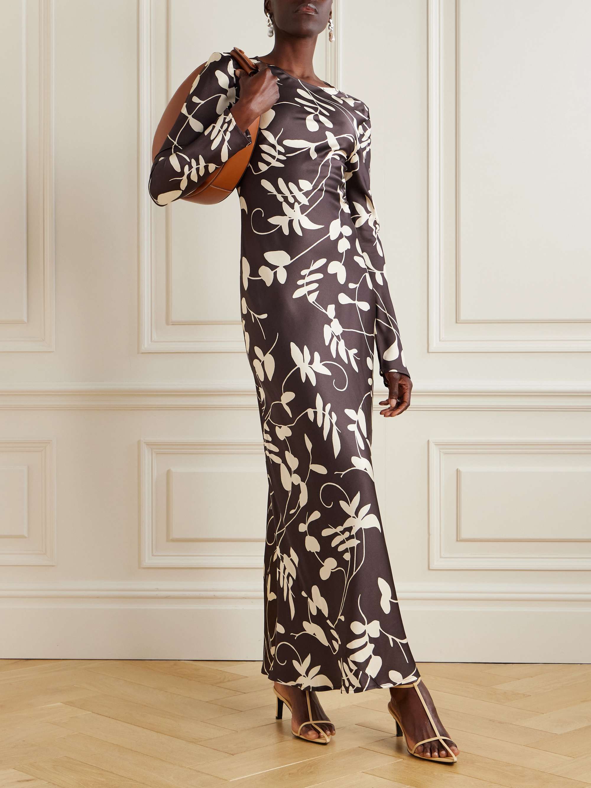 Faroe open-back printed satin maxi dress view