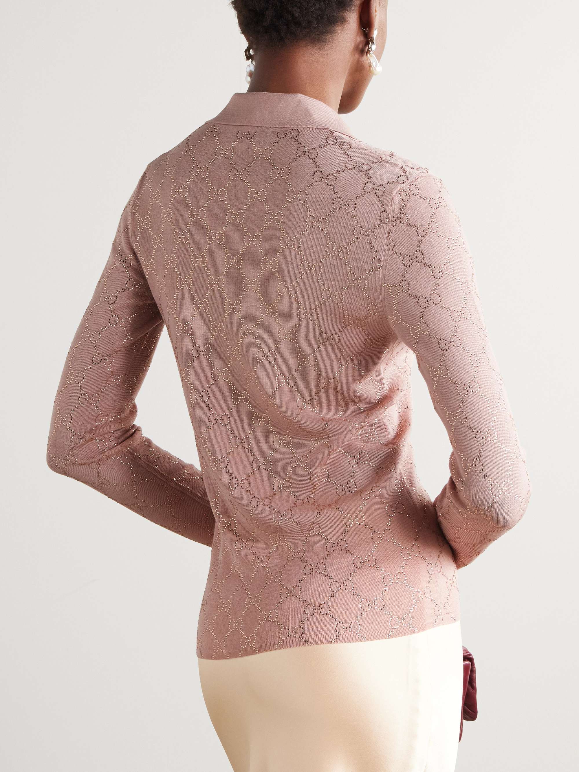 Embellished wool polo shirt view