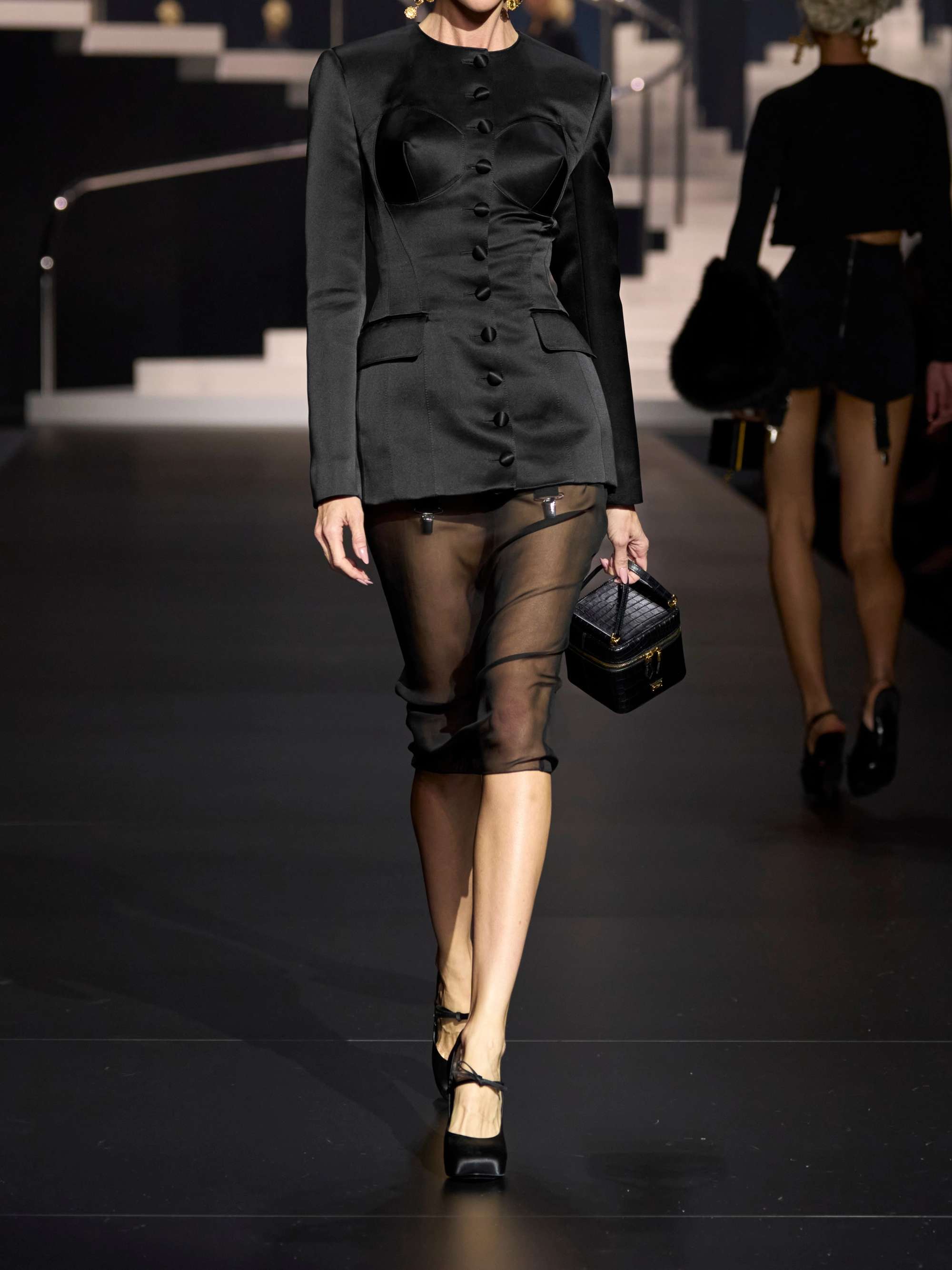 Padded silk-satin blazer view