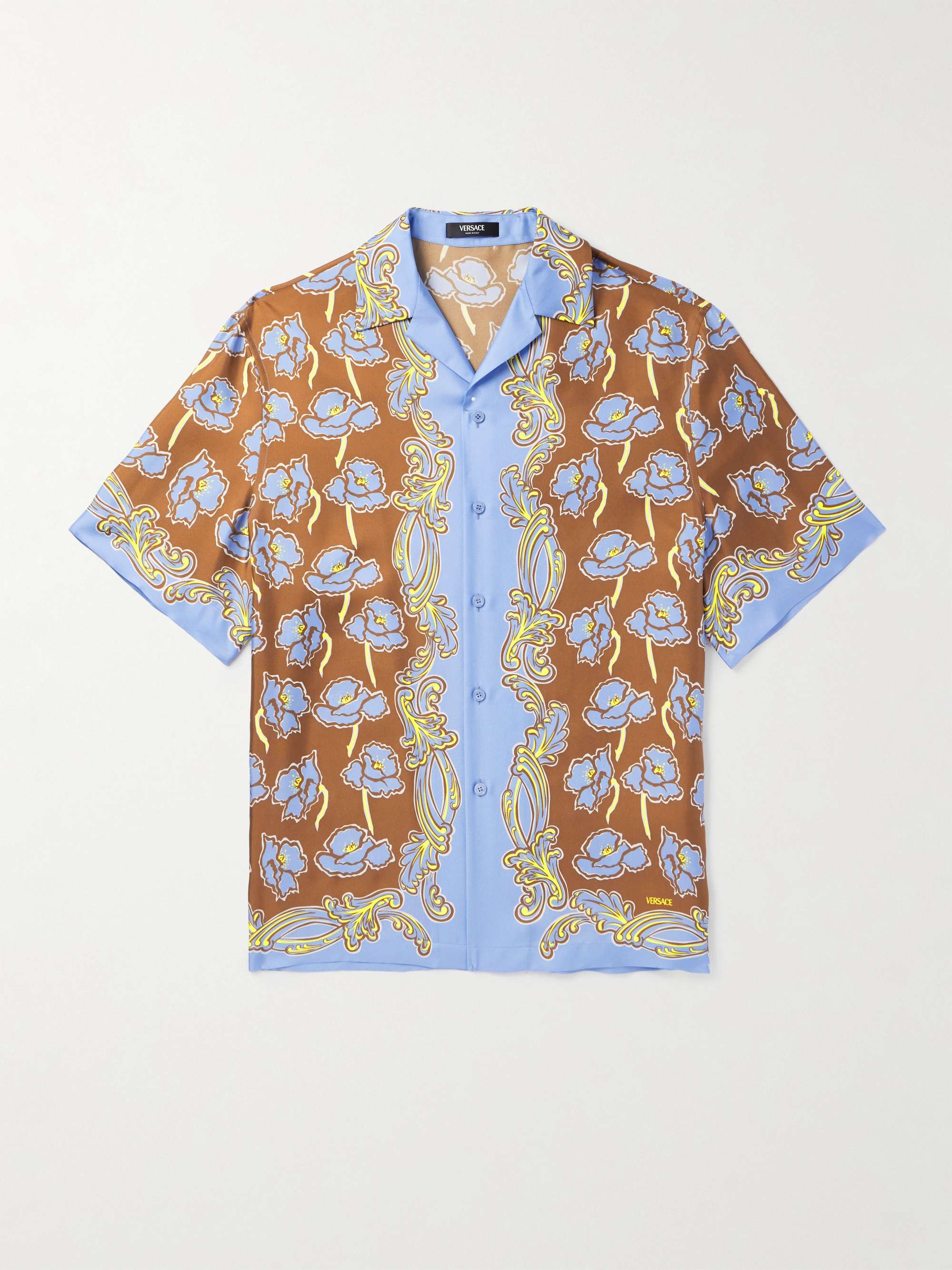 Printed Camp-Collar Silk-Twill Shirt view