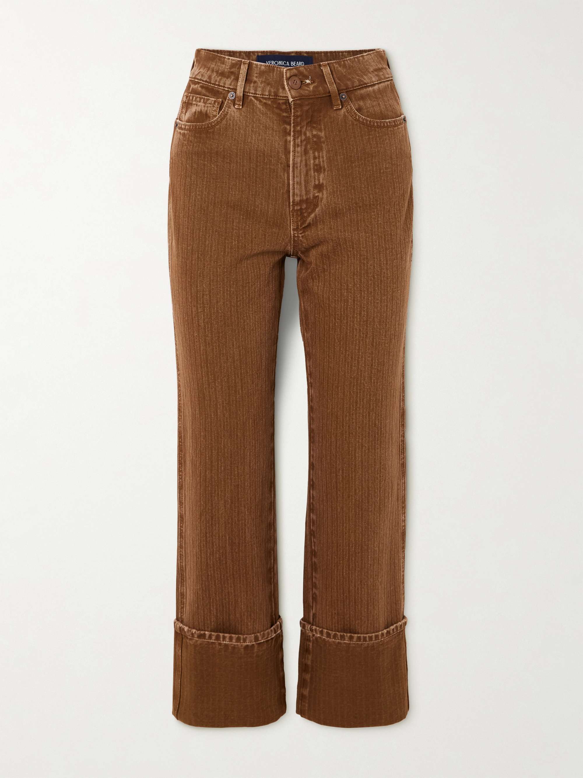 Dylan herringbone cotton-twill straight-leg pants view