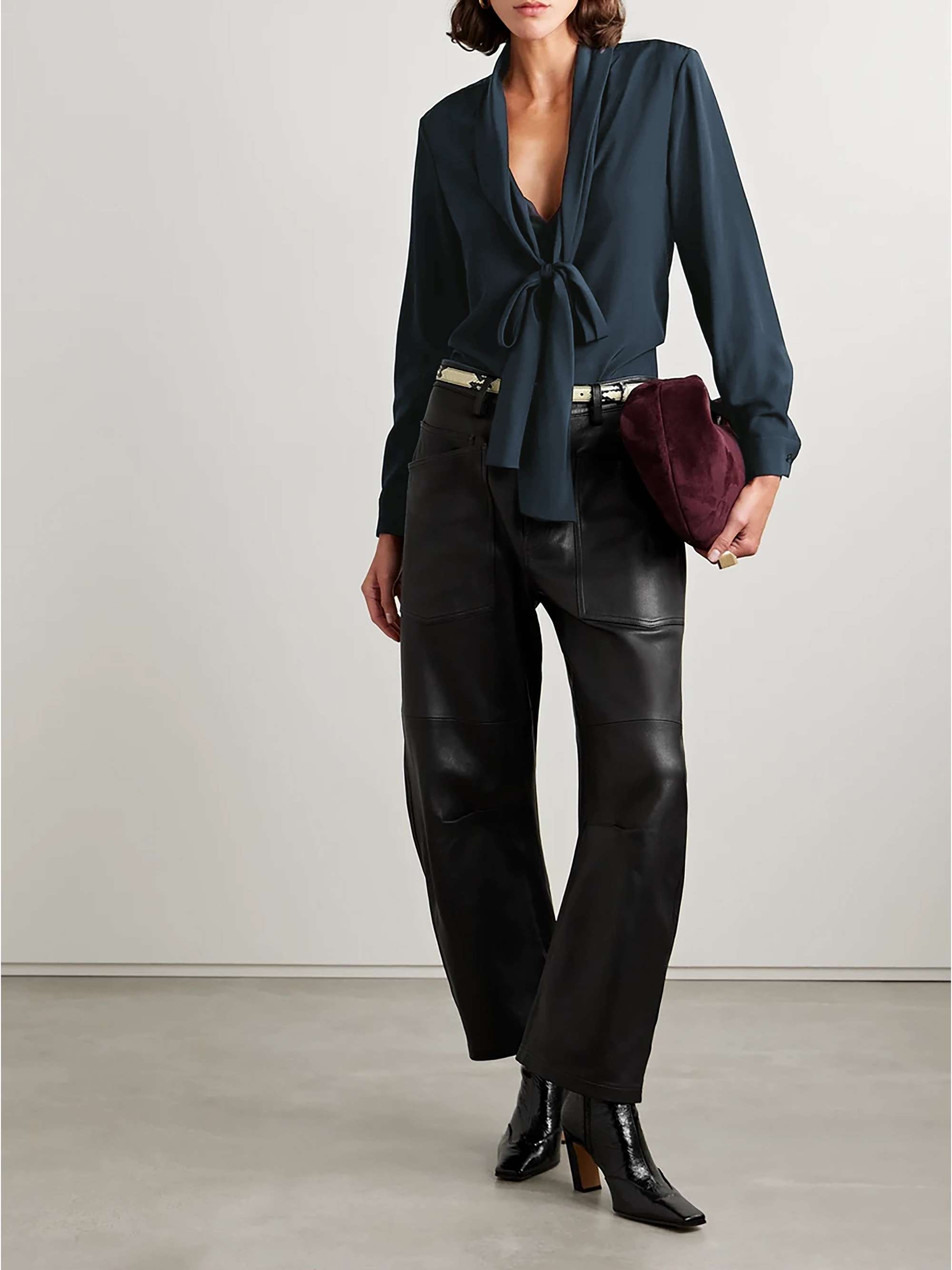 Angelique tie-neck silk crepe de chine blouse view