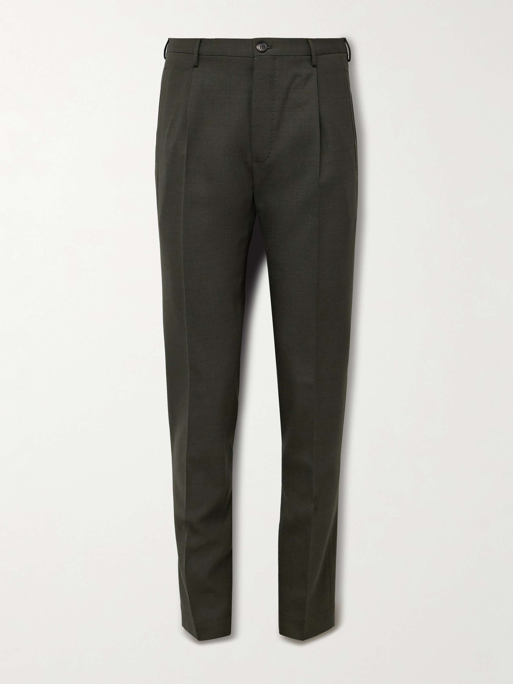Tapered Pleated Virgin Wool-Blend Suit Trousers view