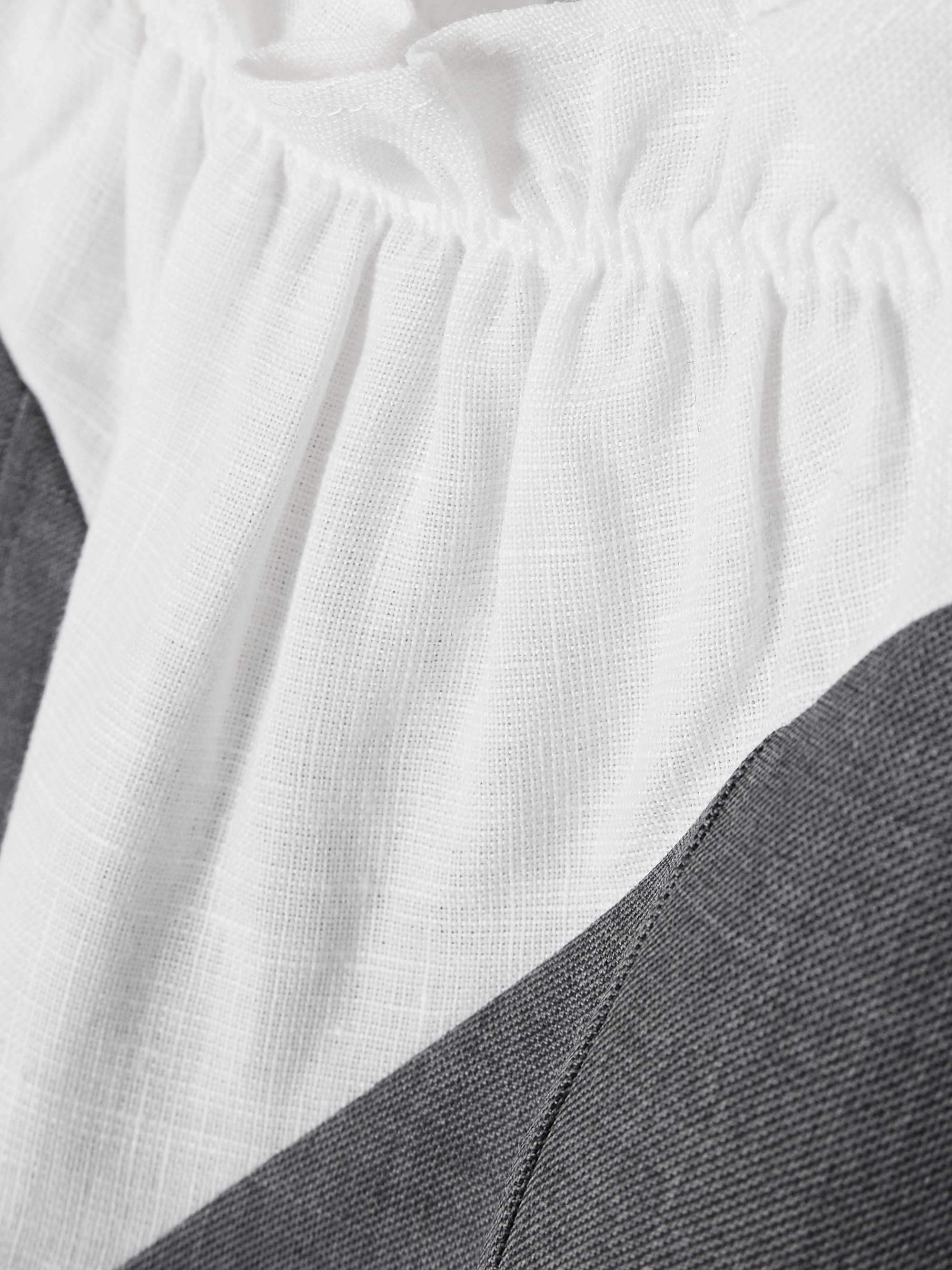 Paneled wool and linen-blend trimmed grain de poudre mini dress view