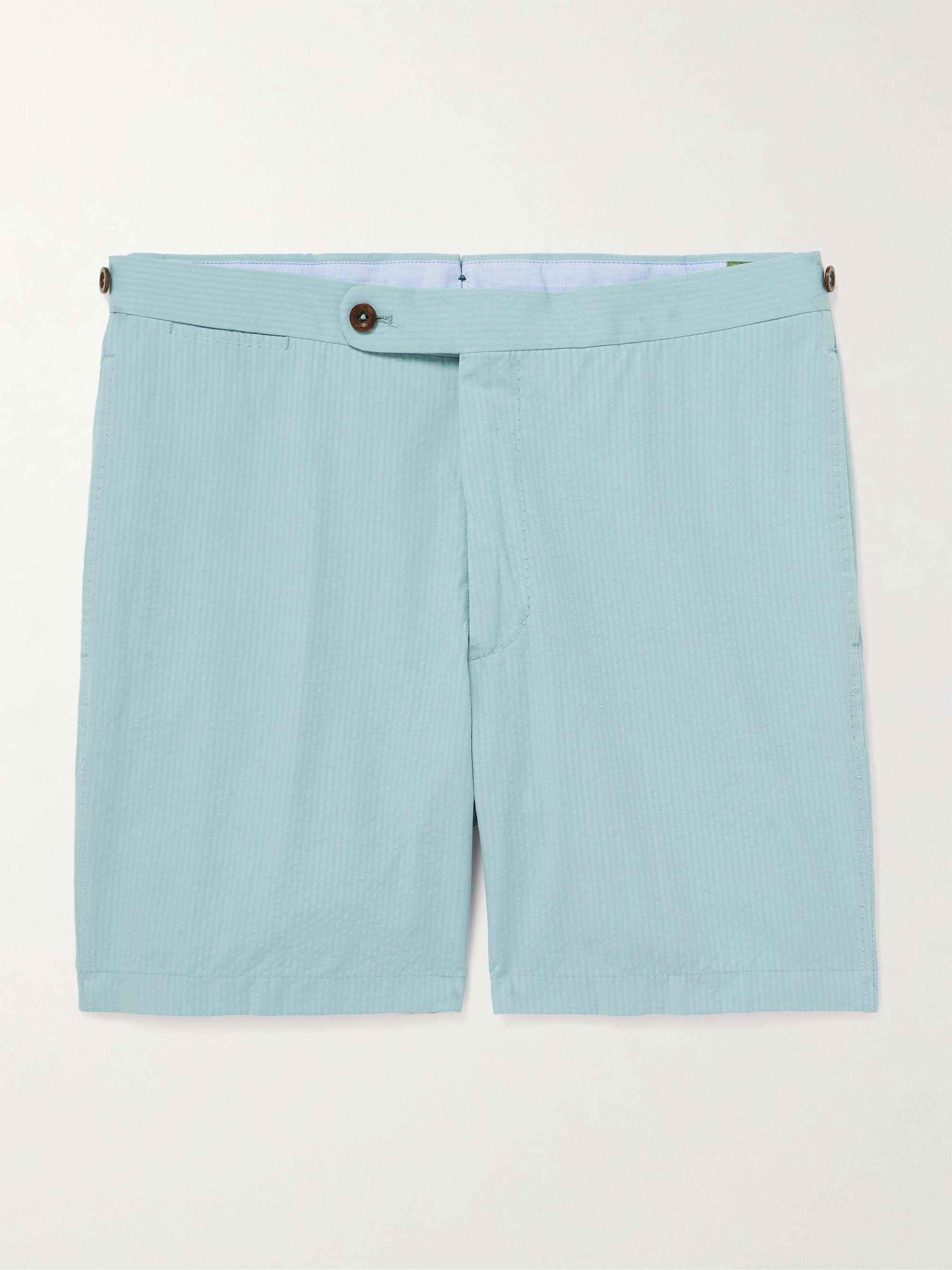 Slim-Fit Striped Cotton-Seersucker Shorts view