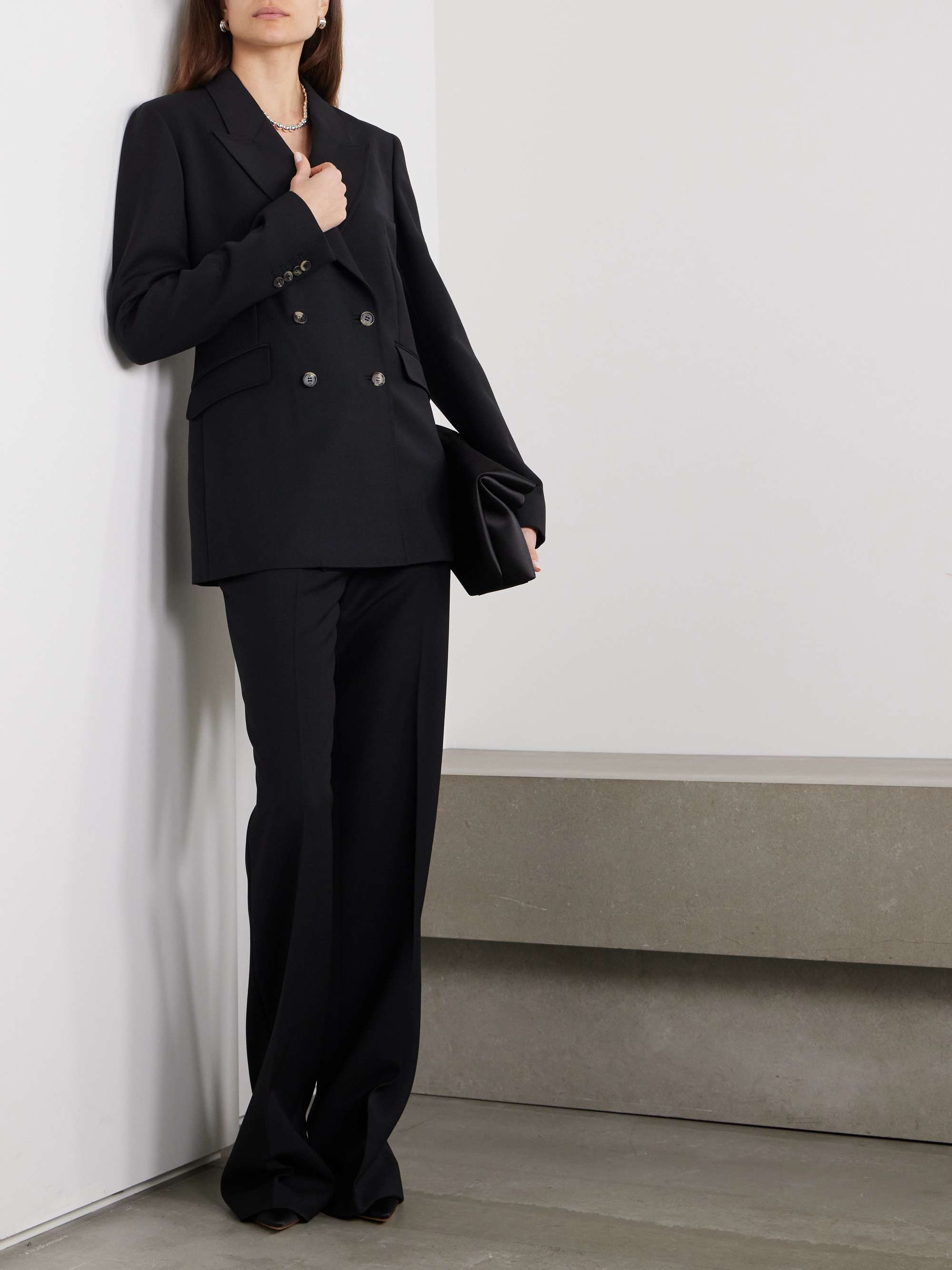 Angela double-breasted wool-crepe blazer view