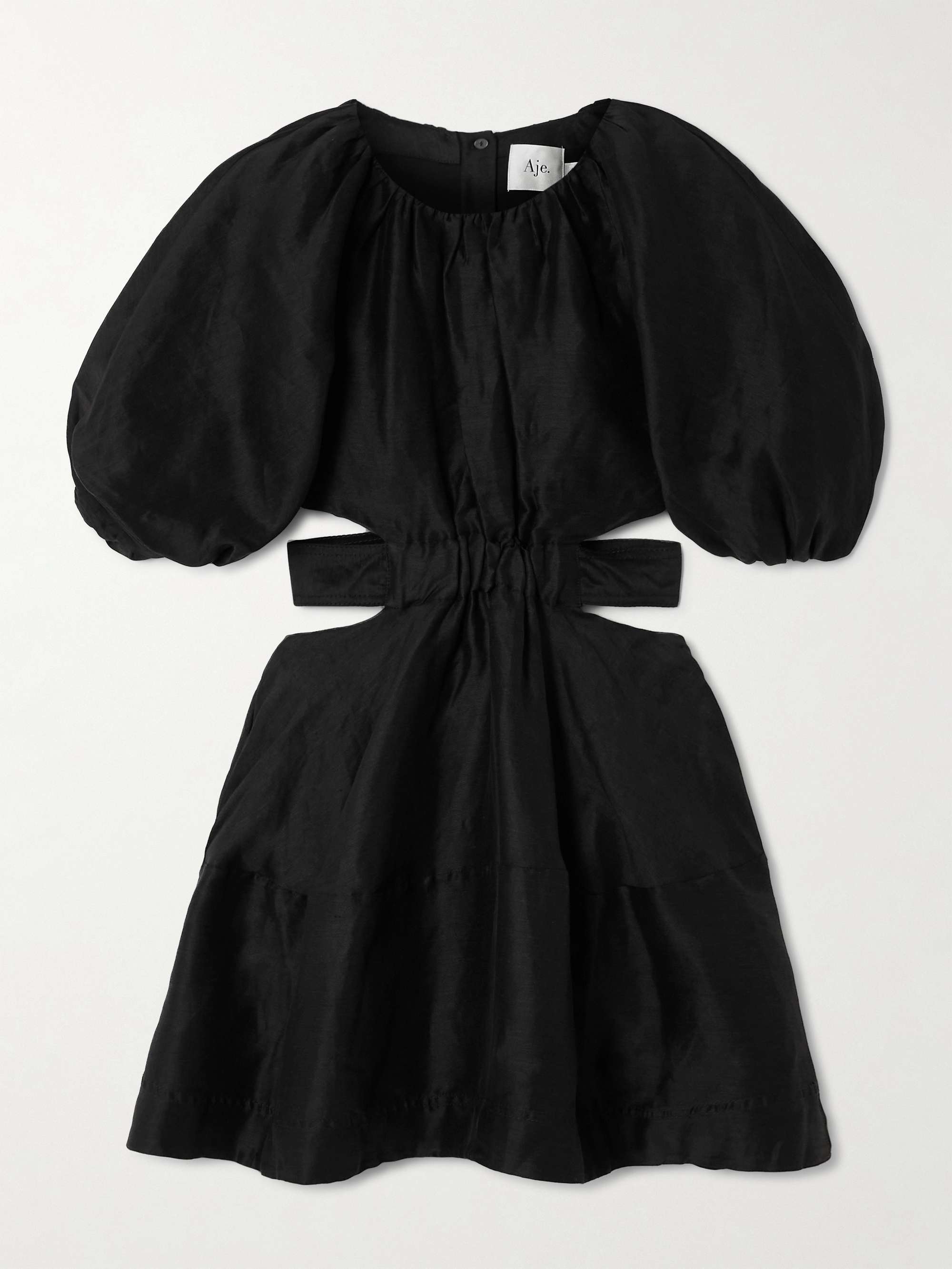 Mimosa cutout gathered linen-blend mini dress view