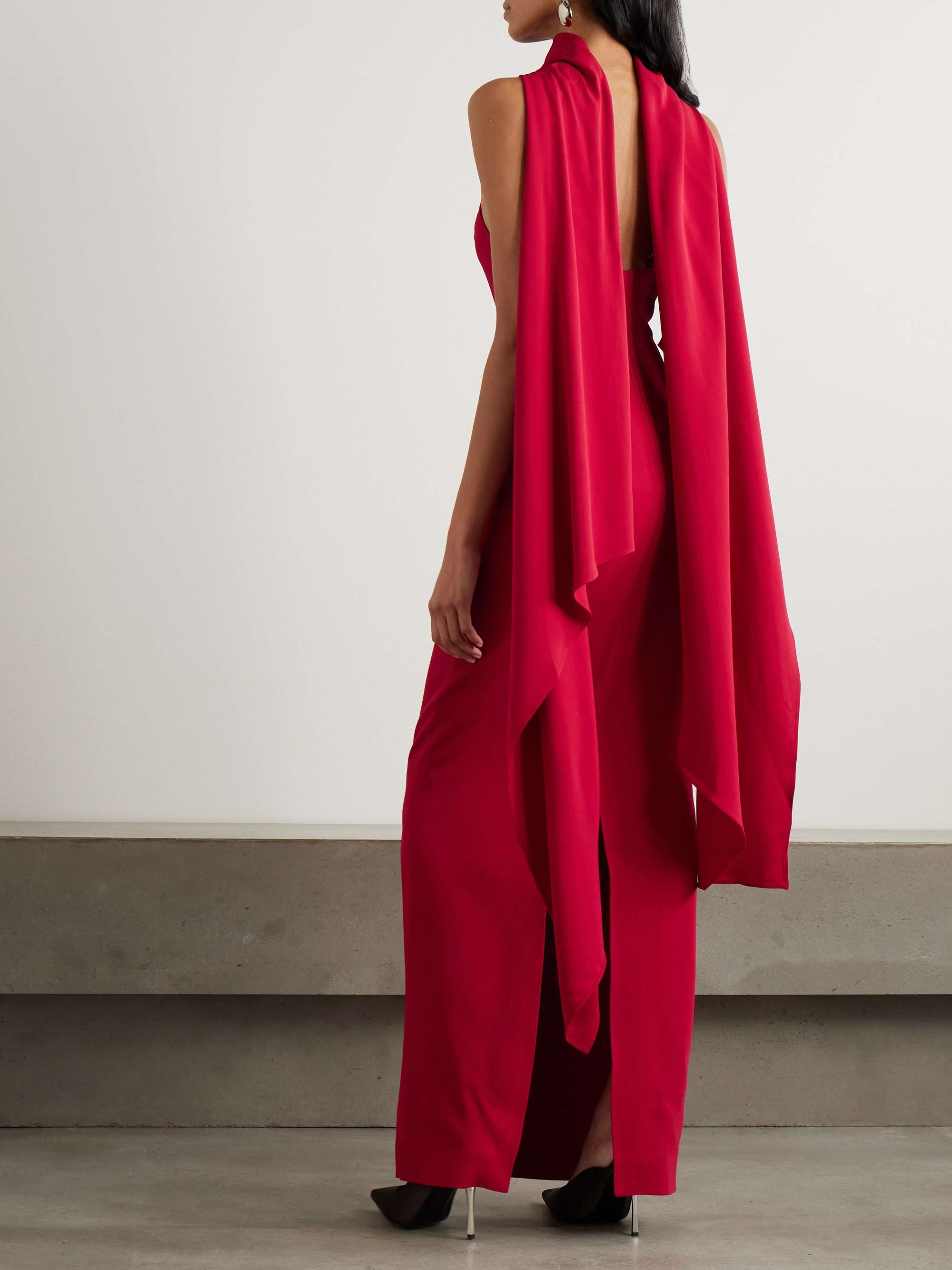 Emerson draped open-back crepe halterneck gown view