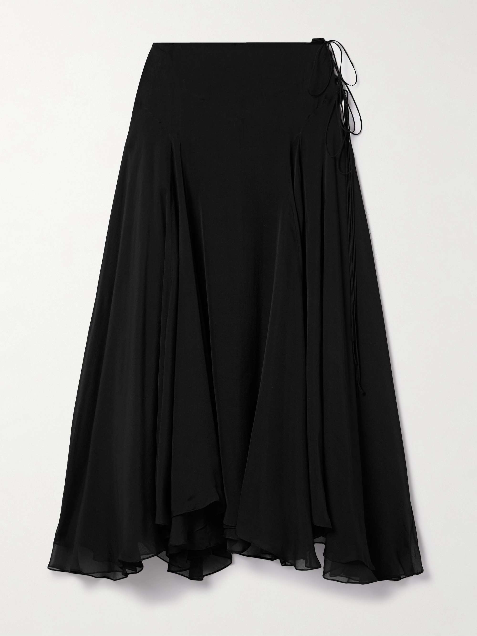 Alyse asymmetric pleated silk-chiffon skirt view