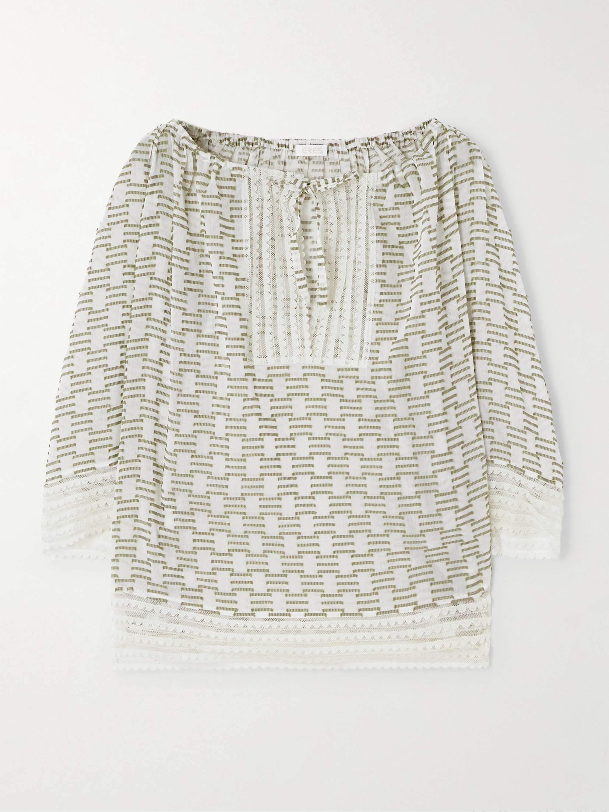 Idylle Amourette lace-trimmed cotton and silk-blend fil coupé pajama top view