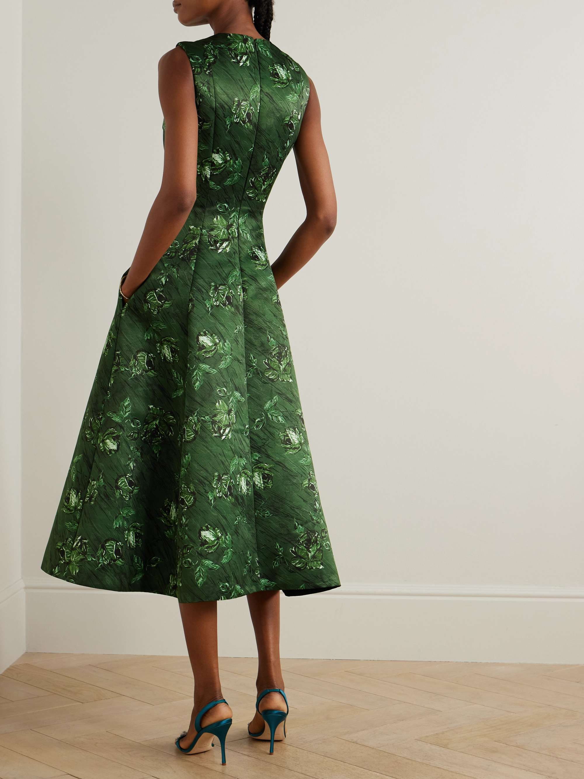 Mara pleated floral-print faille midi dress view