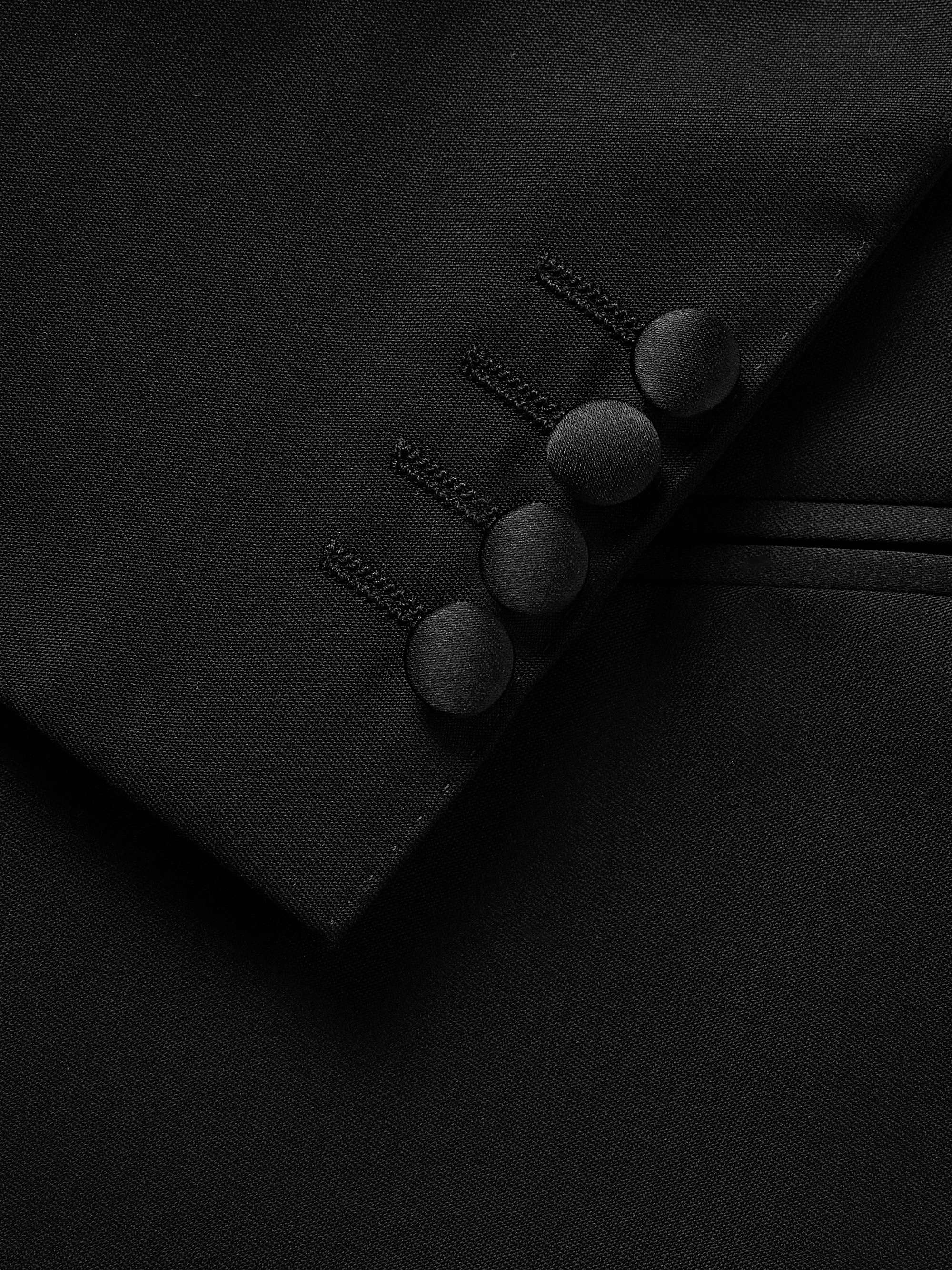 Slim-Fit Double Breasted Satin-Trimmed Wool Tuxedo Jacket view