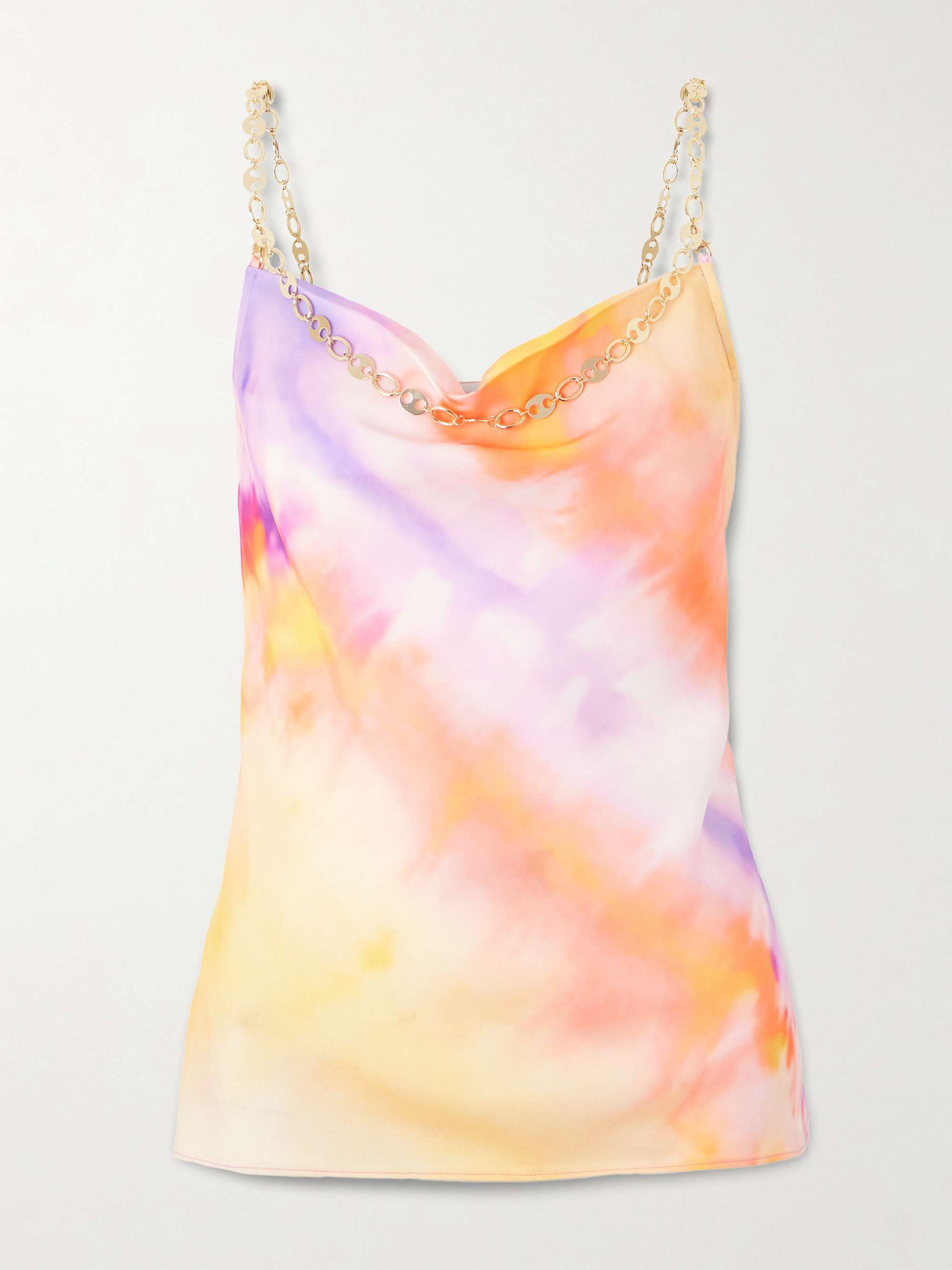 Chainmail-embellished tie-dyed satin camisole view
